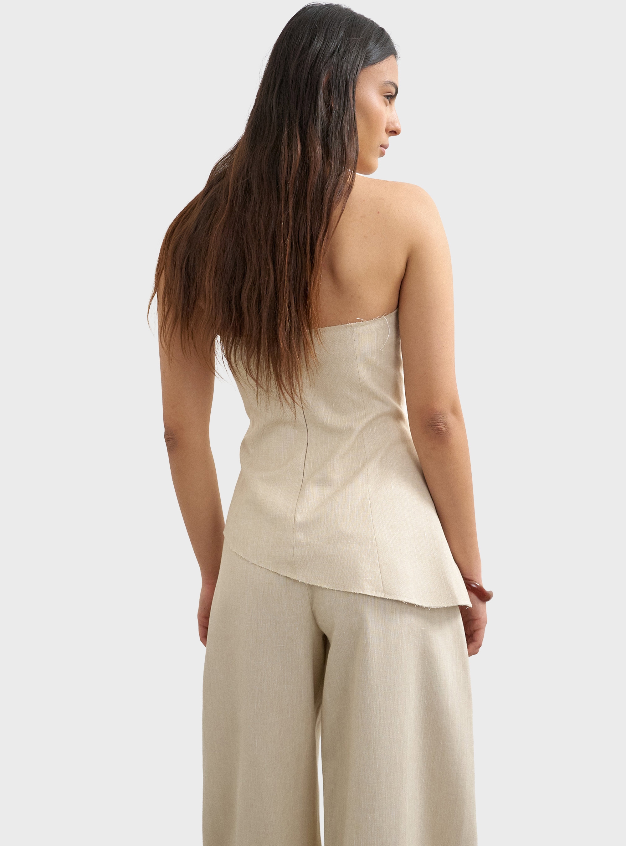 Topshop Sina Assymetric Bandeau Top - Ecru