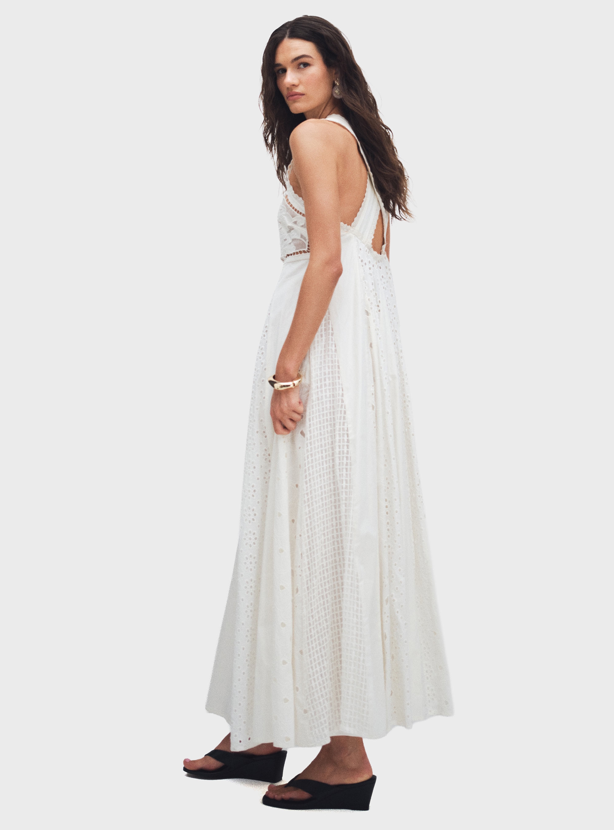 Topshop Milla Broderie Maxi Dress - White
