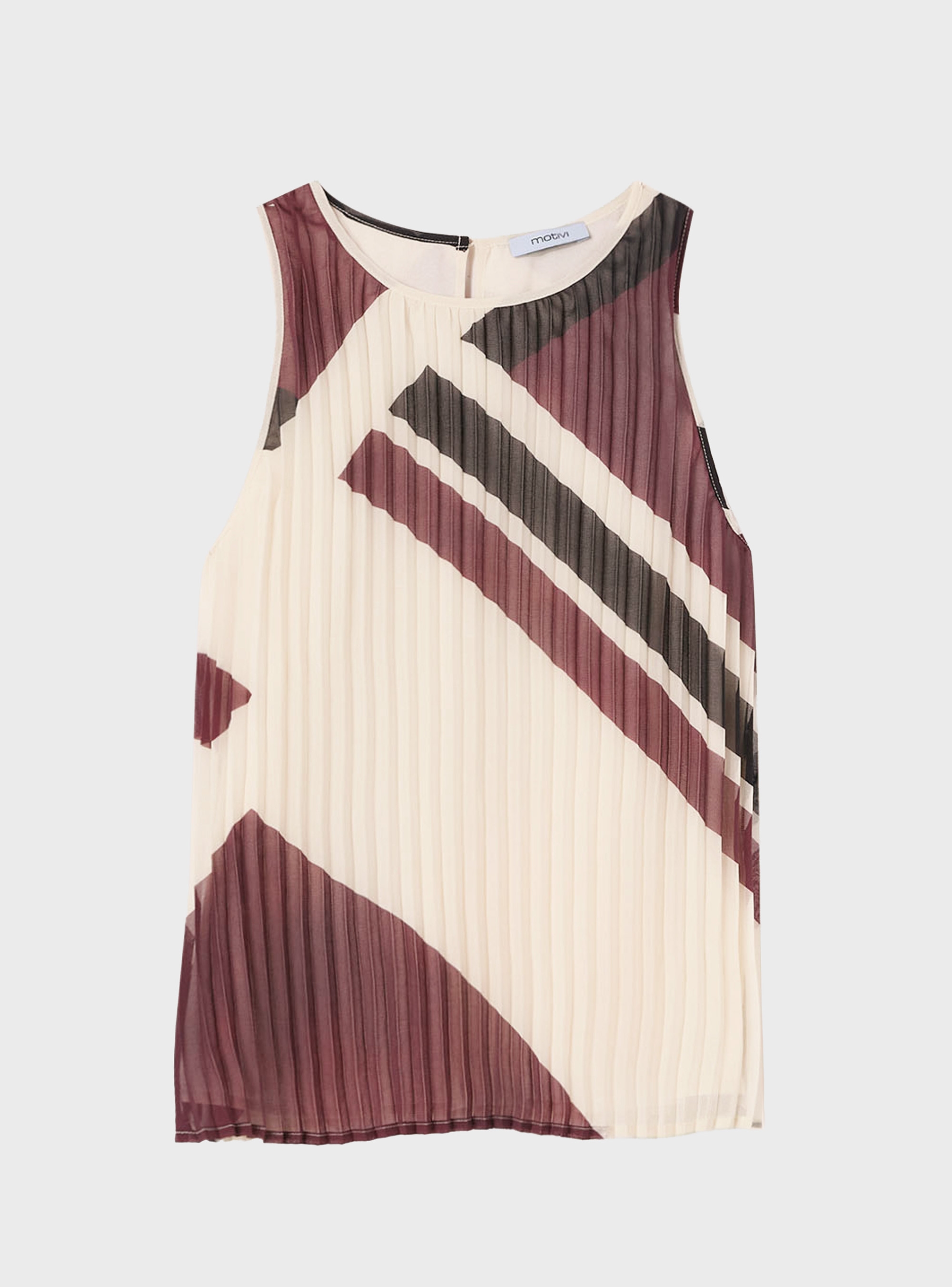 Motivi Pleated georgette top with print - Bordeaux