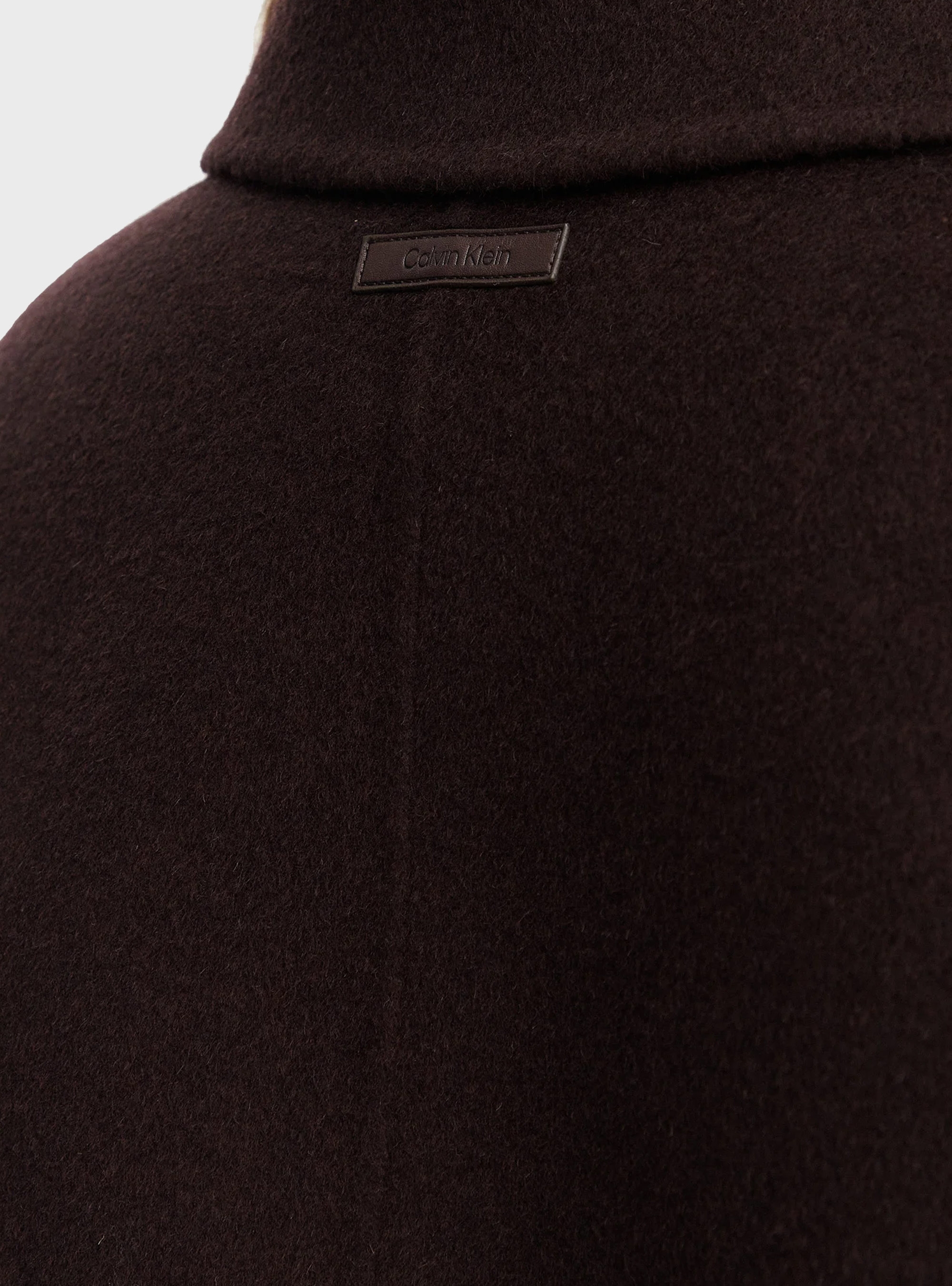 Calvin Klein Classic Wool Wrap Coat - Dark Brown