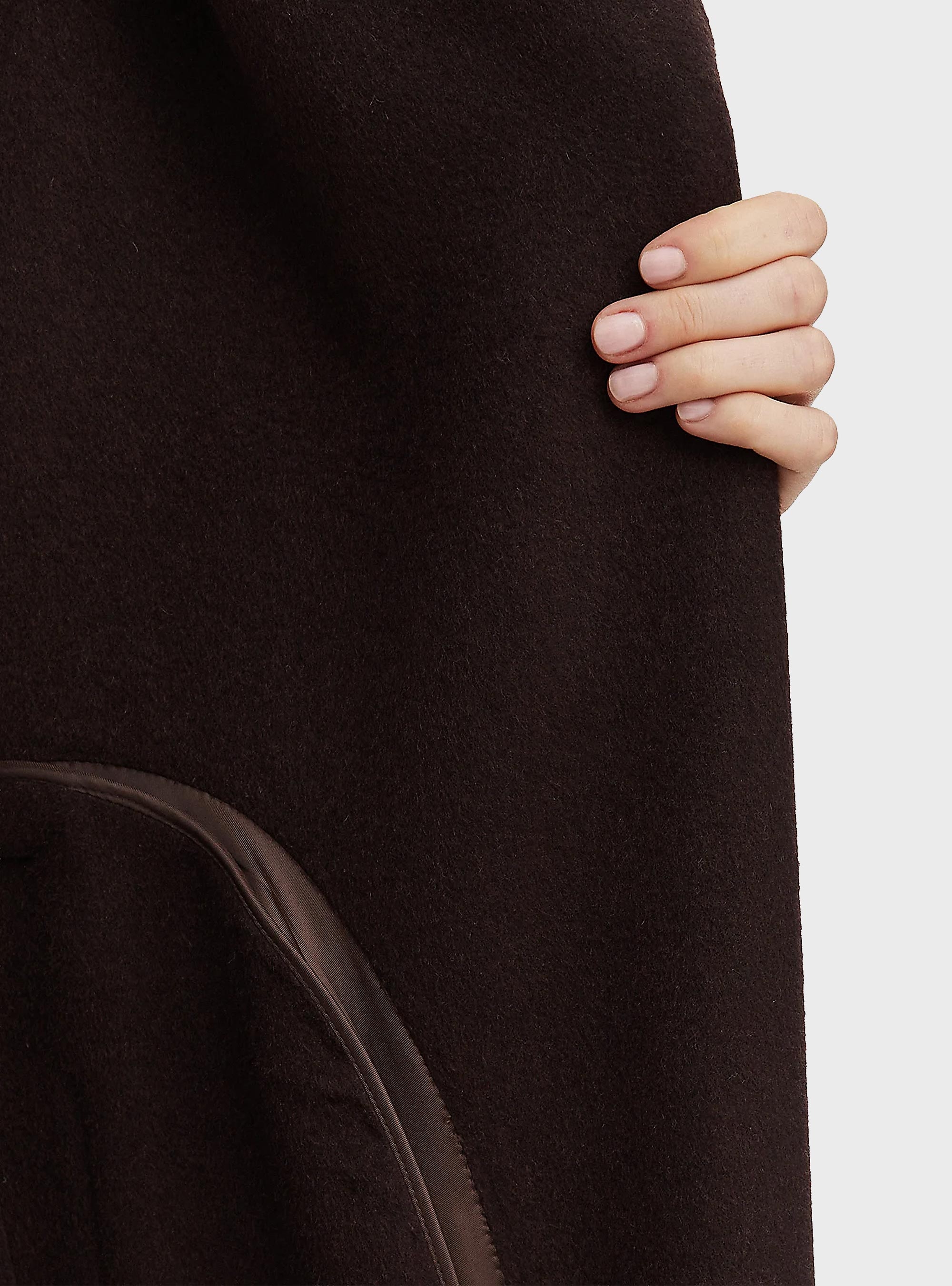 Calvin Klein Classic Wool Wrap Coat - Dark Brown