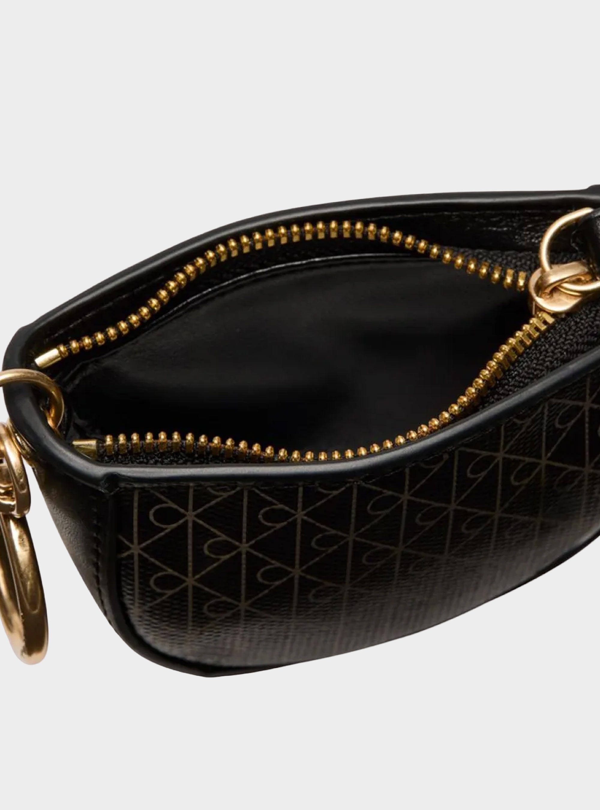 Calvin Klein Emblem Logo Mini Zip Pouch Bag Charm - Black