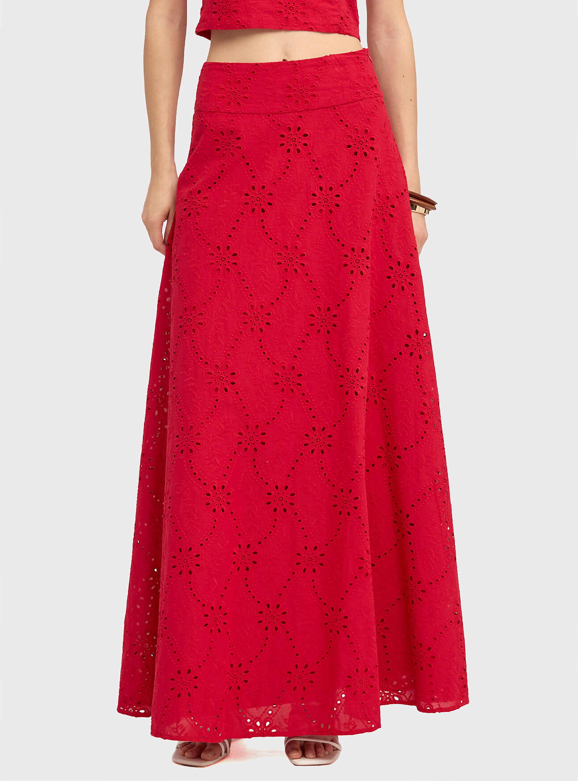 Motivi Long sangallo skirt - Red