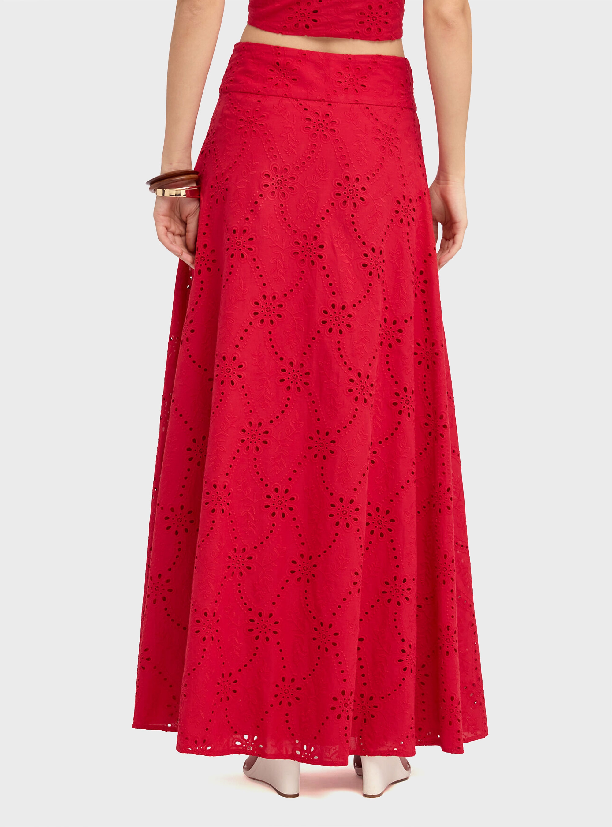 Motivi Long sangallo skirt - Red