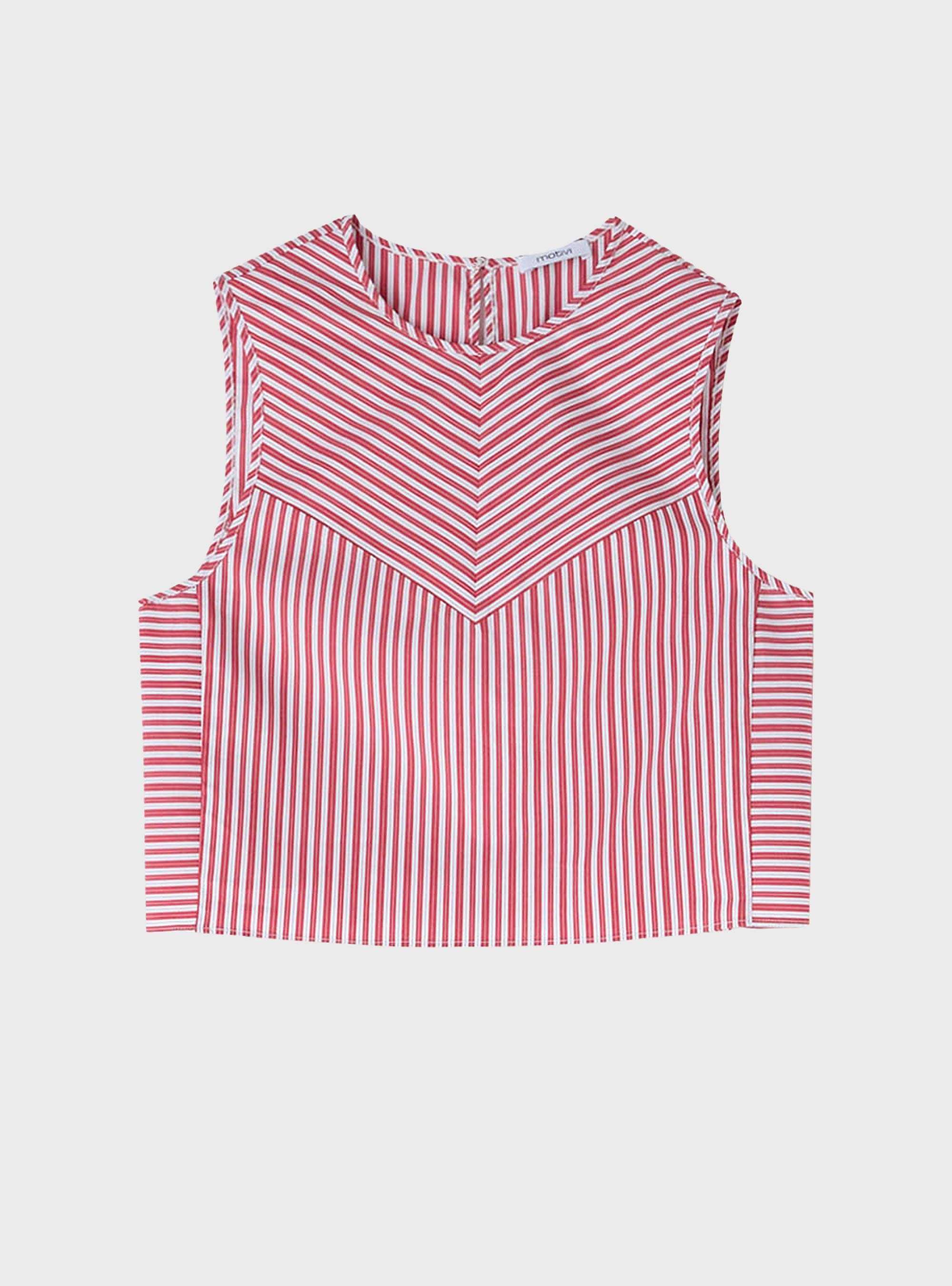 Motivi Striped poplin crop top - Red