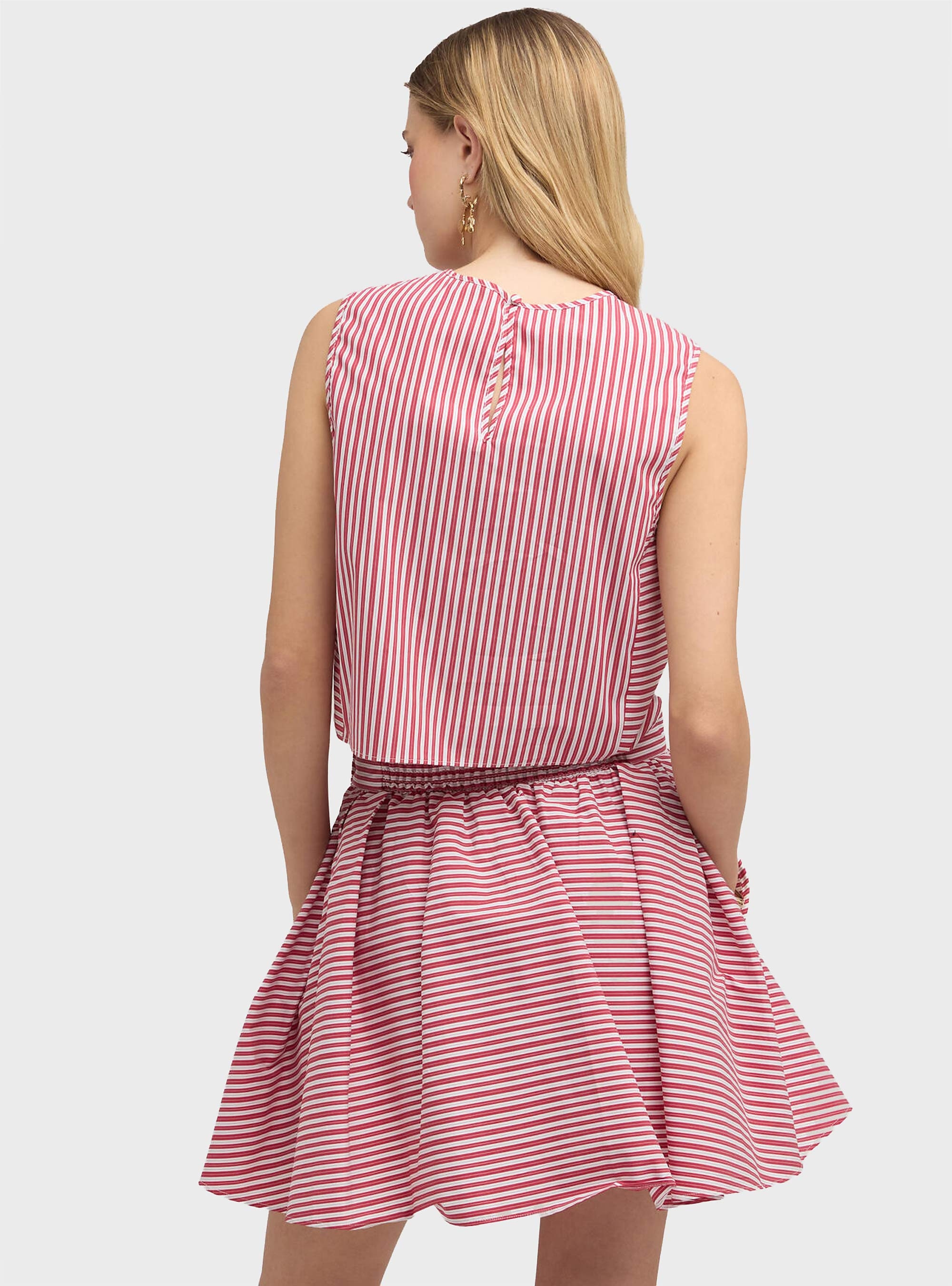 Motivi Striped poplin crop top - Red