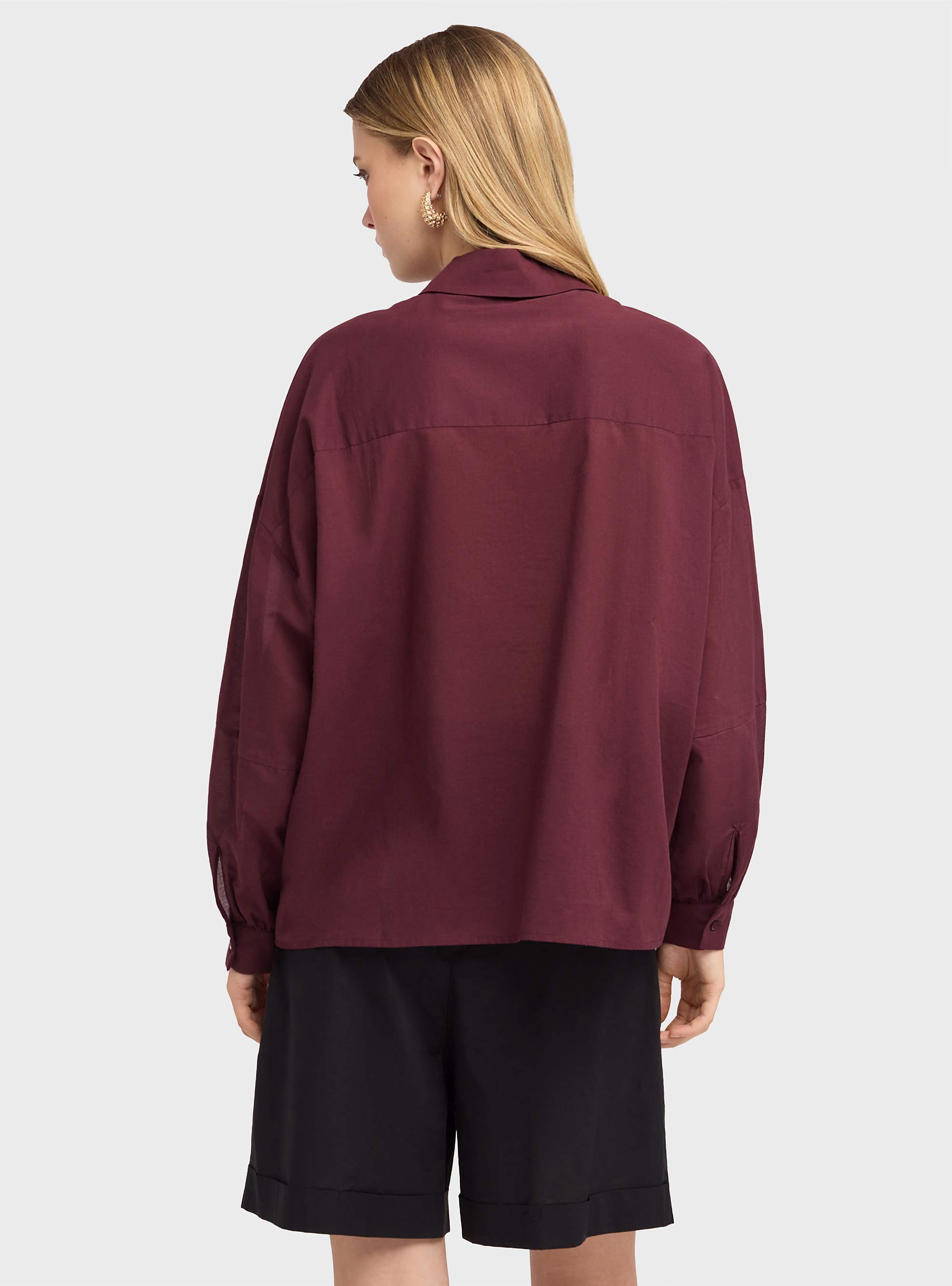 Motivi Oversized muslin shirt with ties - Bordeaux