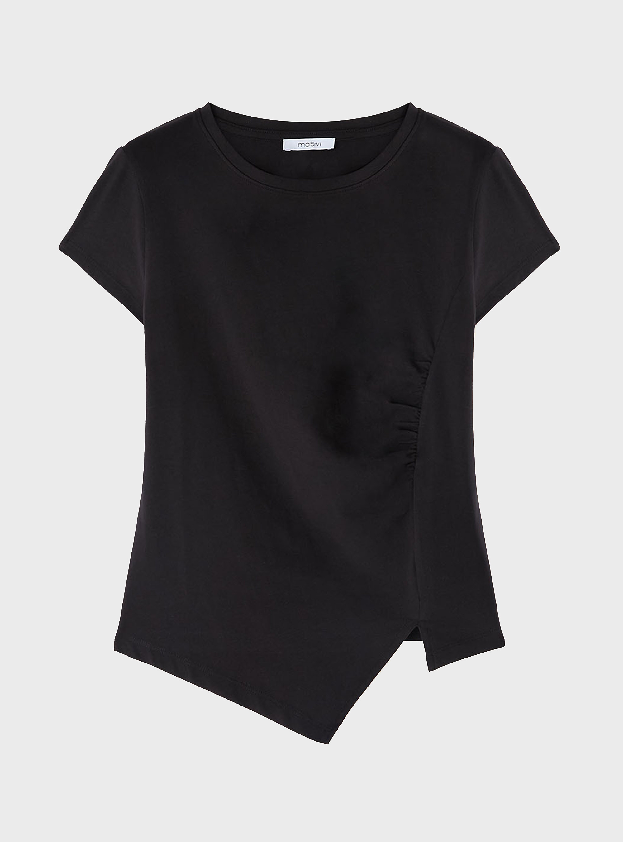 Motivi T-shirt with asymmetric side draping - Black