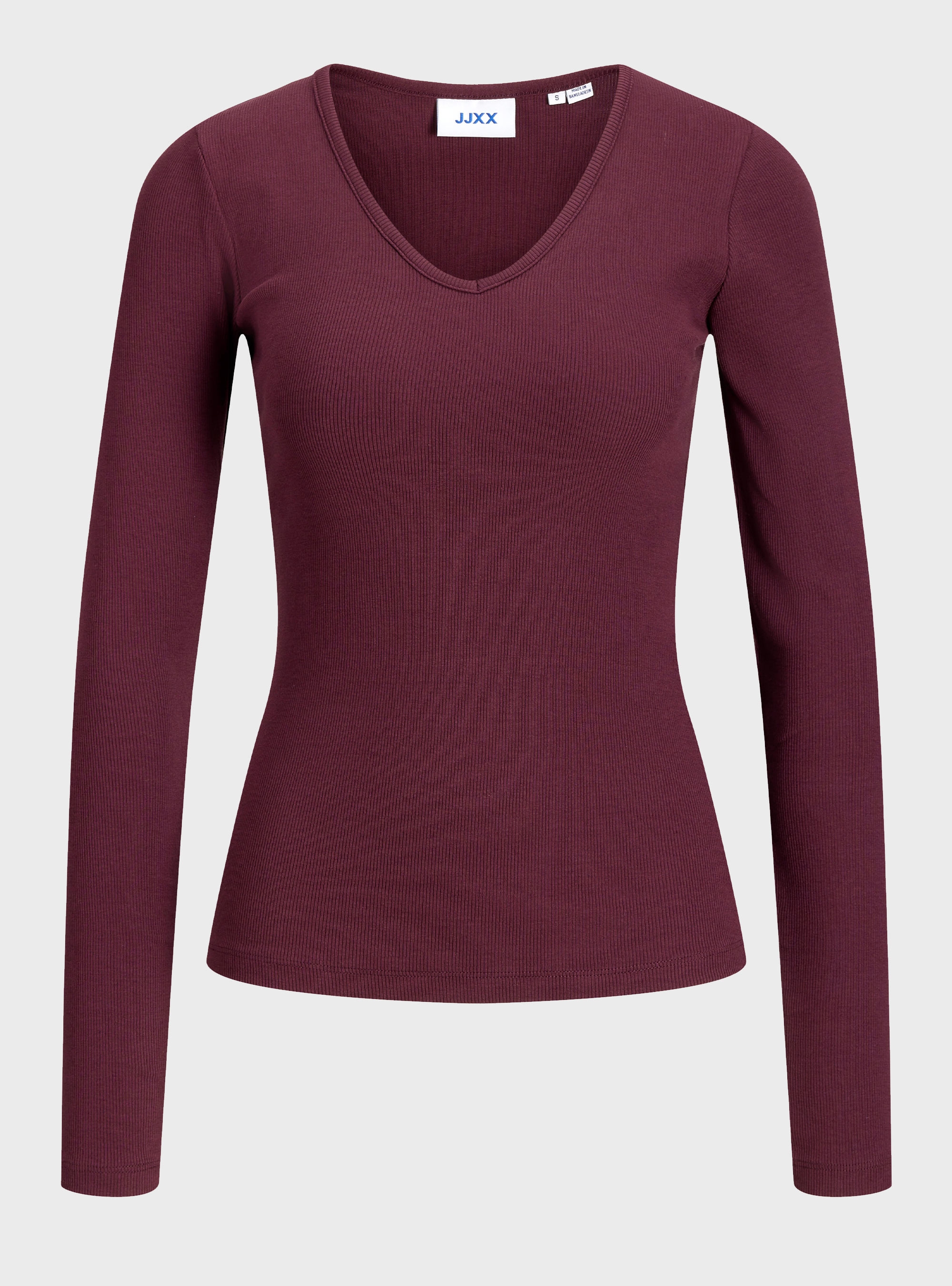 JJXX Freya Long Sleeve V-Neck Top - Bordeaux