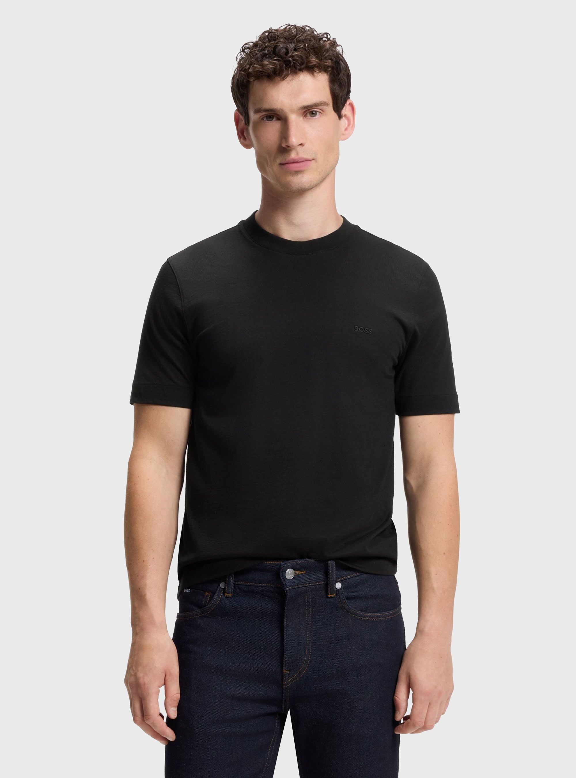 BOSS Cotton-Jersey T-Shirt With Logo Detail  Thompson 01 - Black