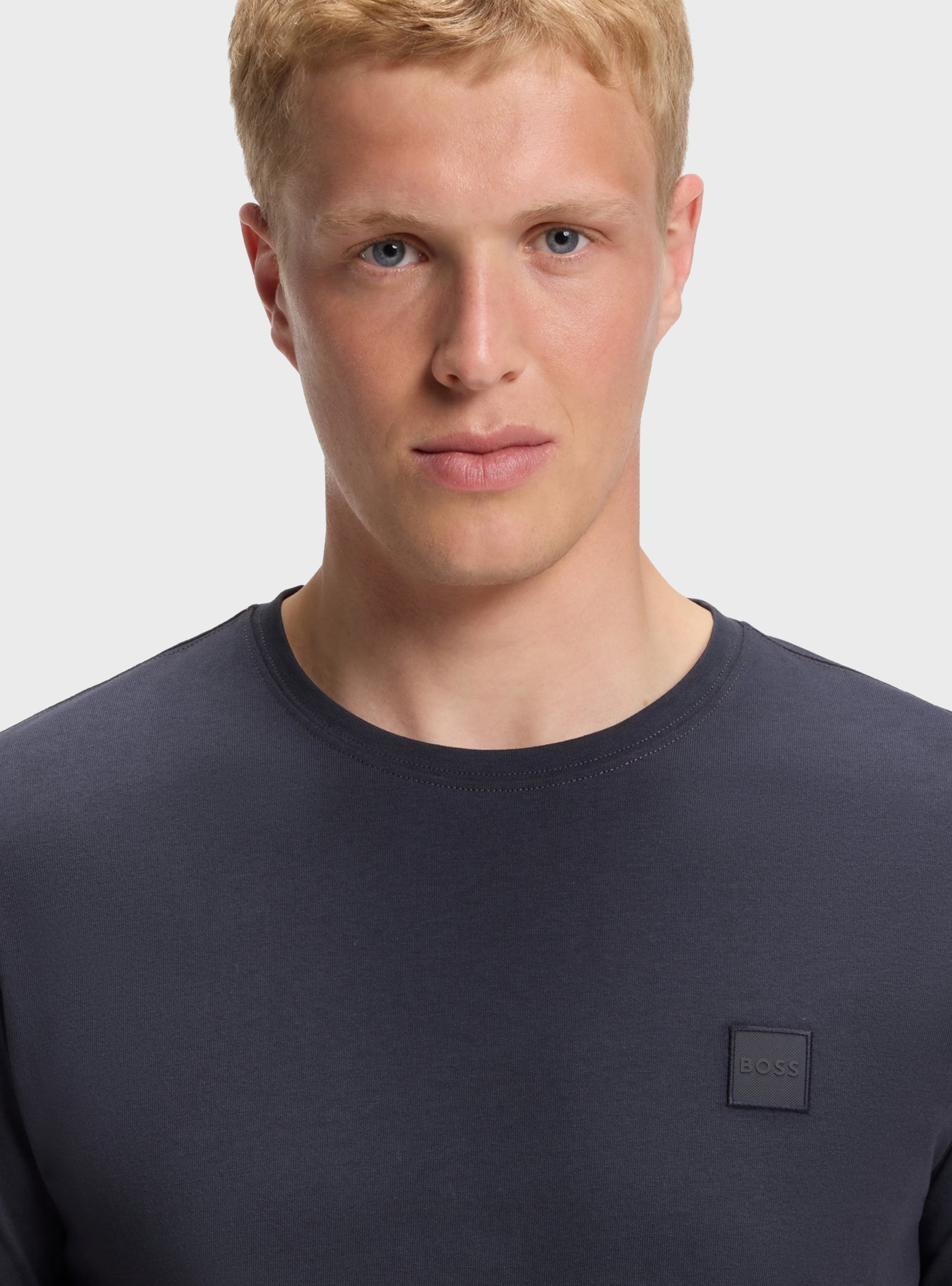 BOSS Cotton-Jersey T-Shirt With Logo Patch  Tales - Dark Blue