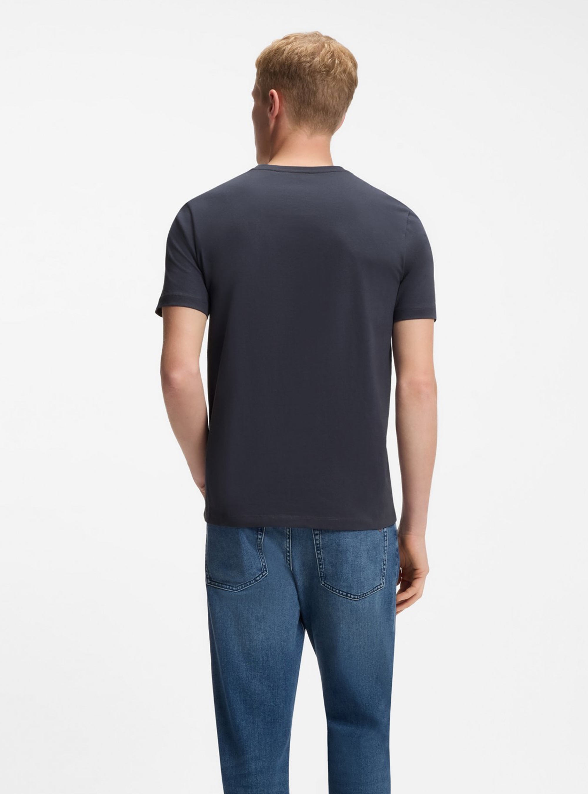 BOSS Cotton-Jersey T-Shirt With Logo Patch  Tales - Dark Blue