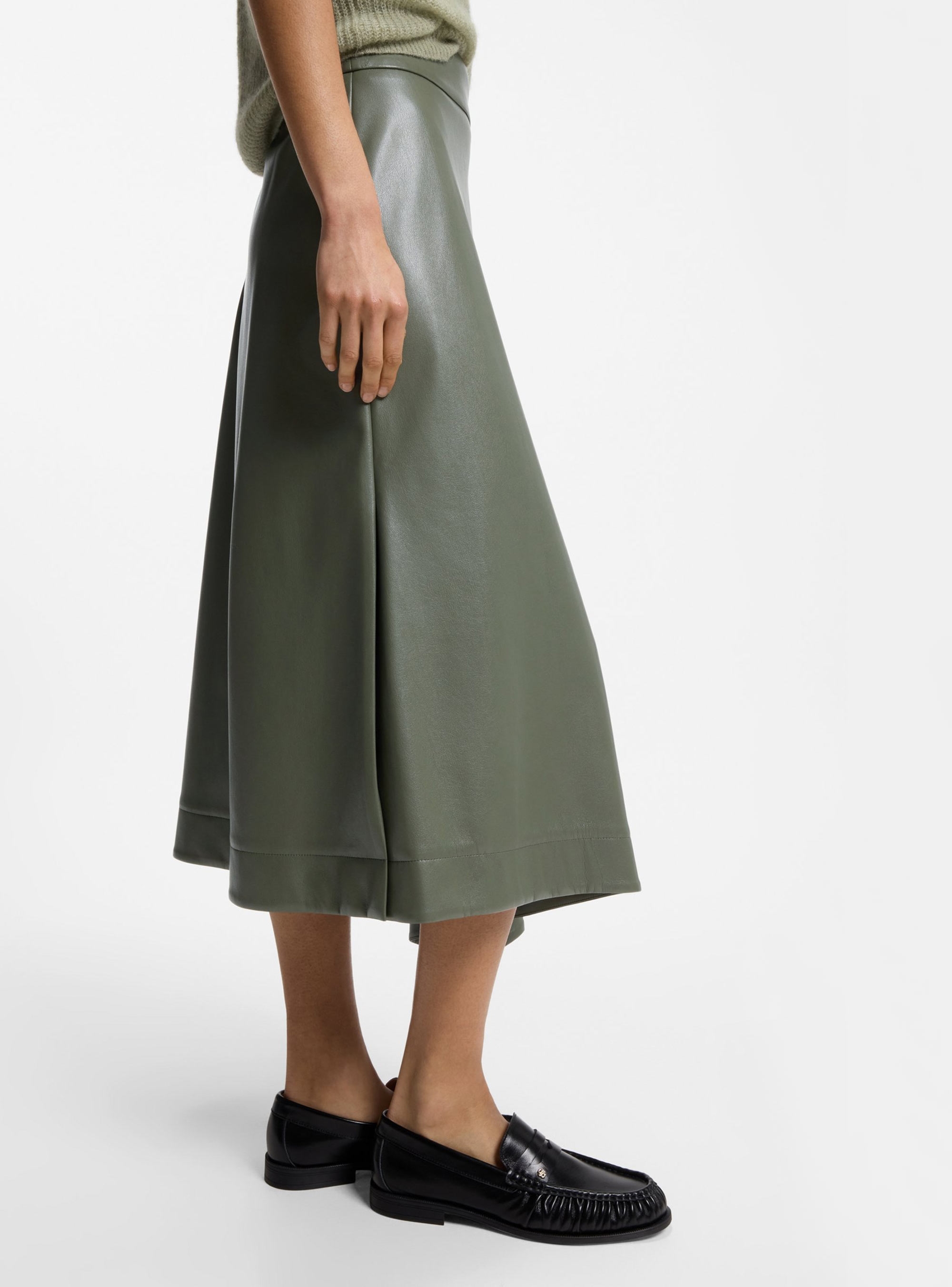 BOSS Faux-Leather Skirt Ventara1 - Olive 
