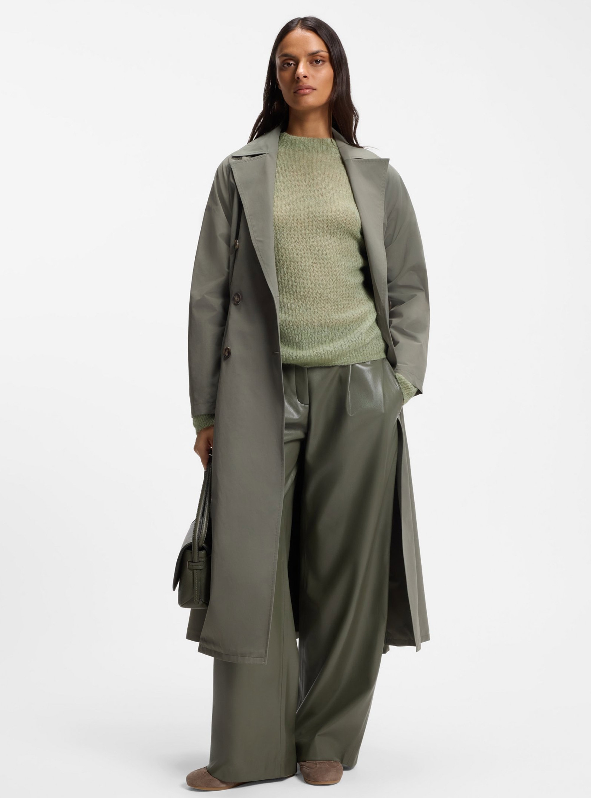 BOSS Alpaca-Blend Sweater With Mock Neck Fewena - Pale Green