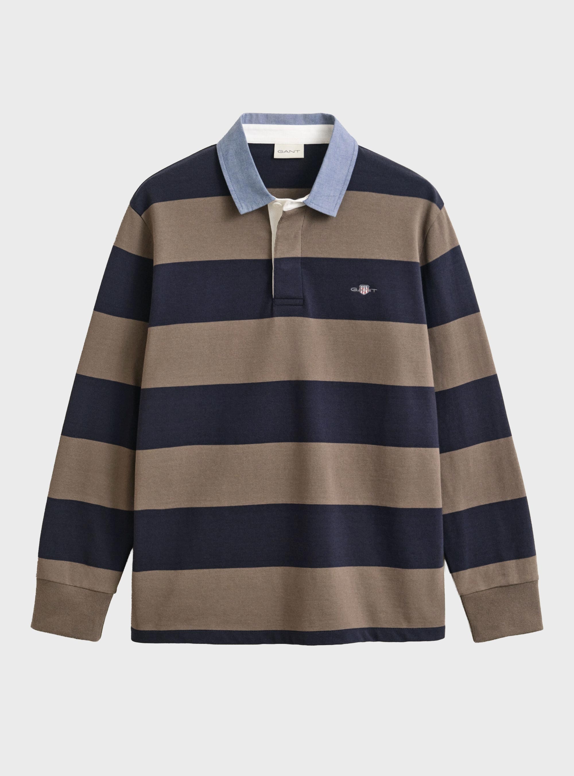 Gant Chambray Collar Striped Heavy Rugger - Dark Beige