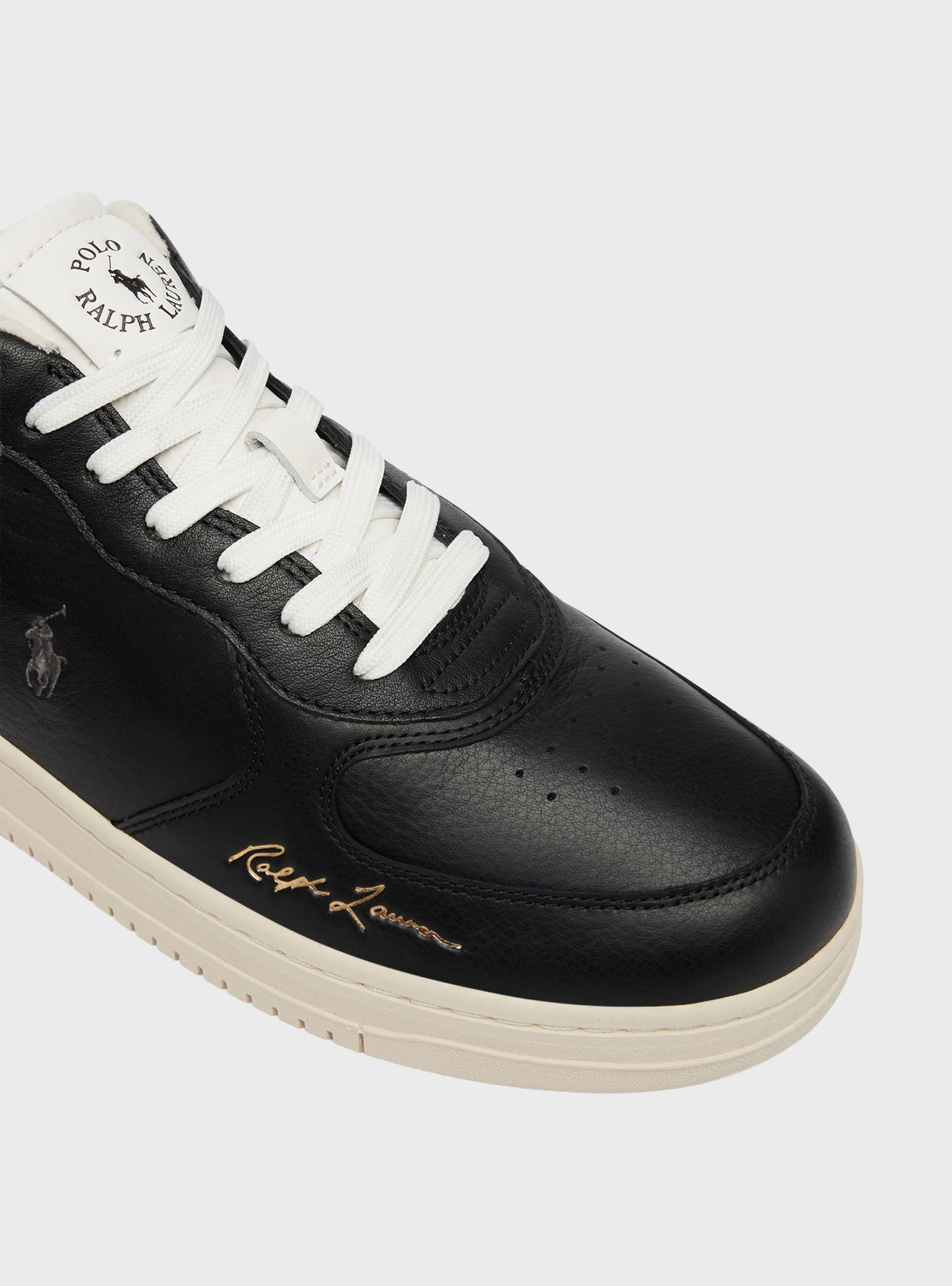 Polo Ralph Lauren Masters Court Leather Trainers - Black