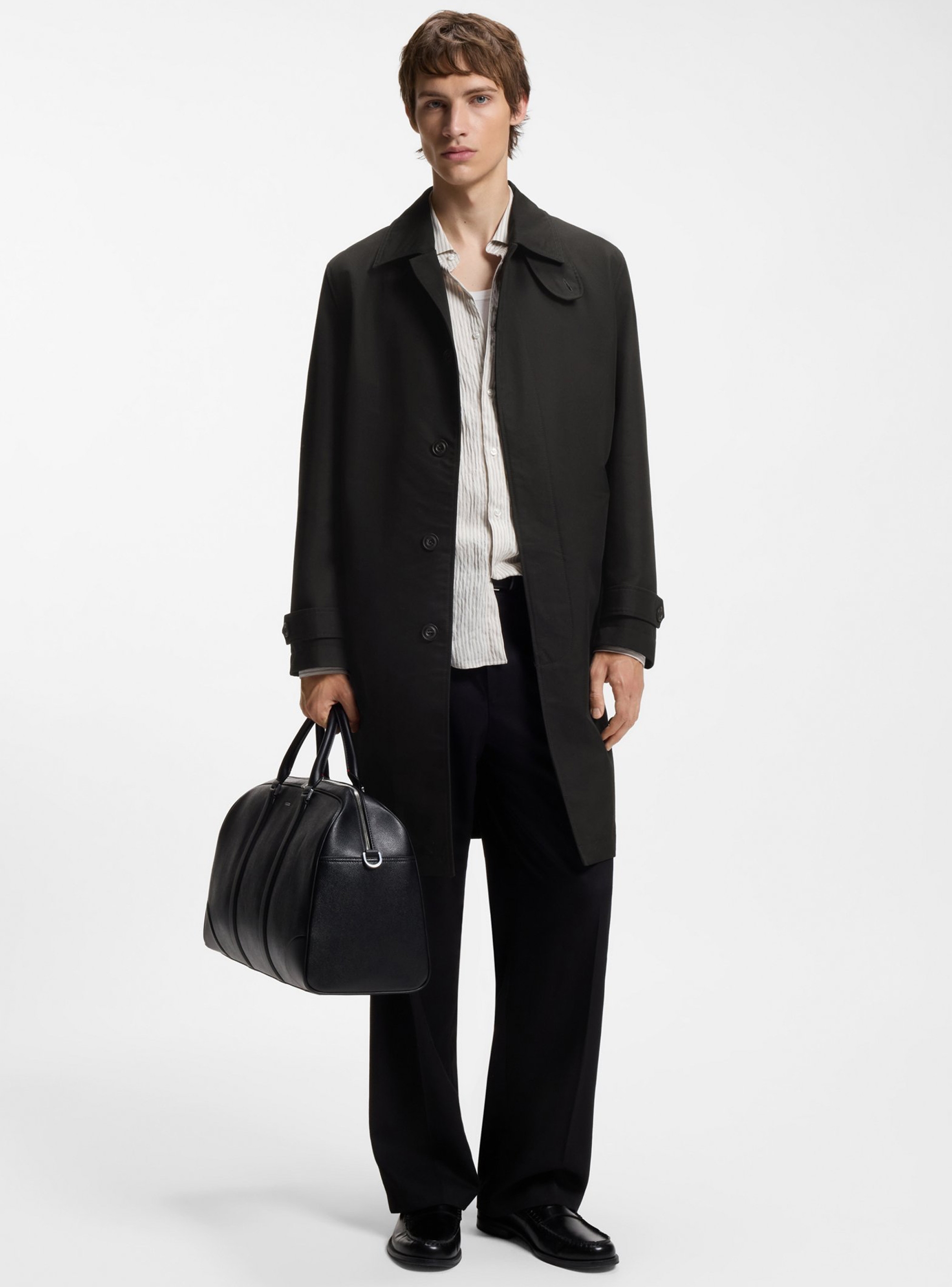 HUGO Water-Repellent Coat In Cotton-Blend Twill  Maver2631 - Black