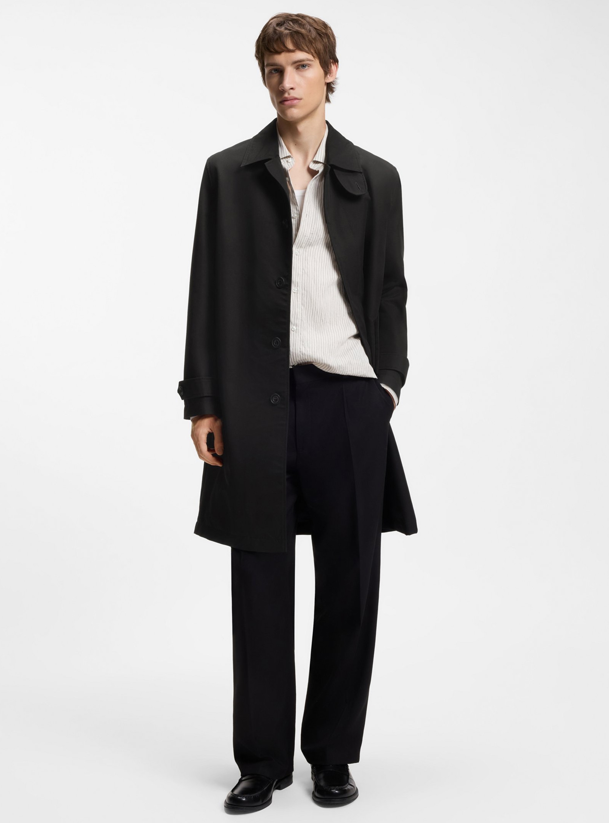 HUGO Water-Repellent Coat In Cotton-Blend Twill  Maver2631 - Black