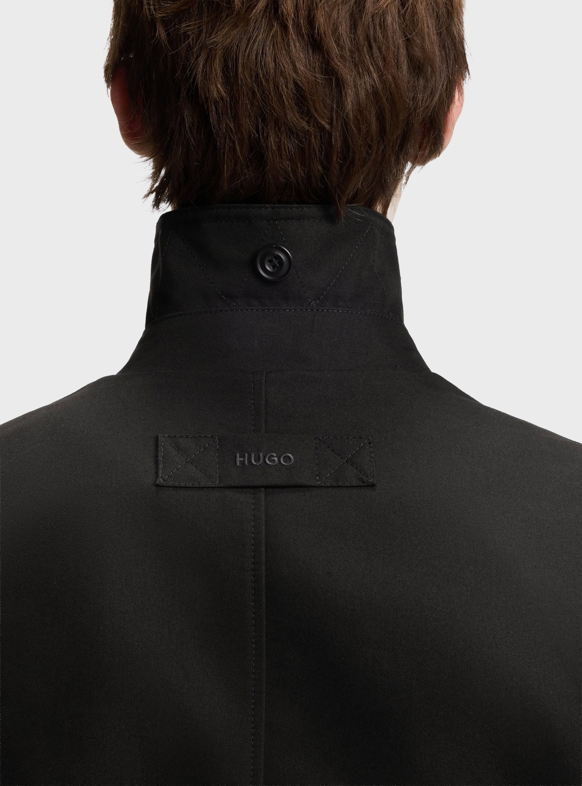 HUGO Water-Repellent Coat In Cotton-Blend Twill  Maver2631 - Black