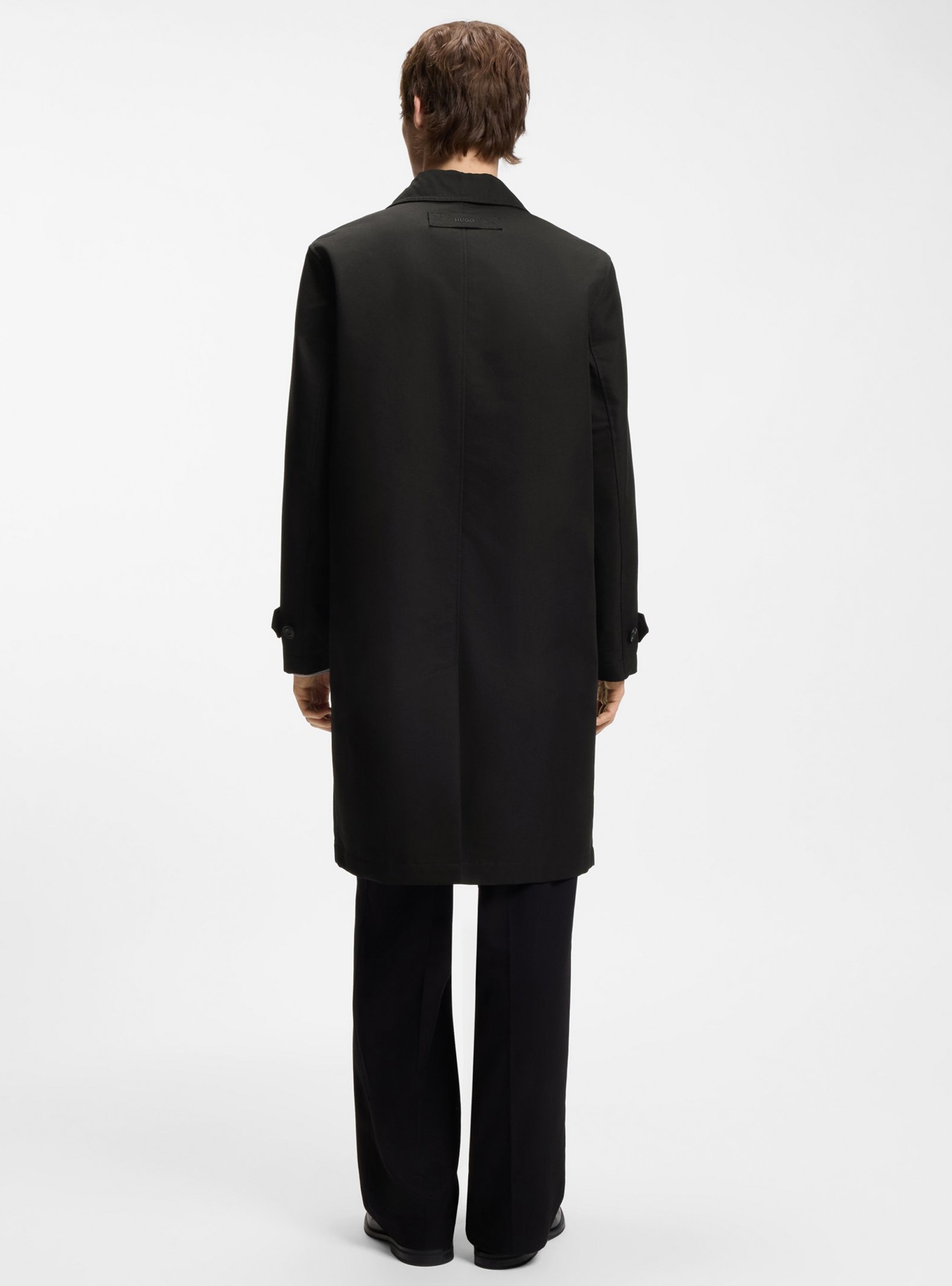 HUGO Water-Repellent Coat In Cotton-Blend Twill  Maver2631 - Black
