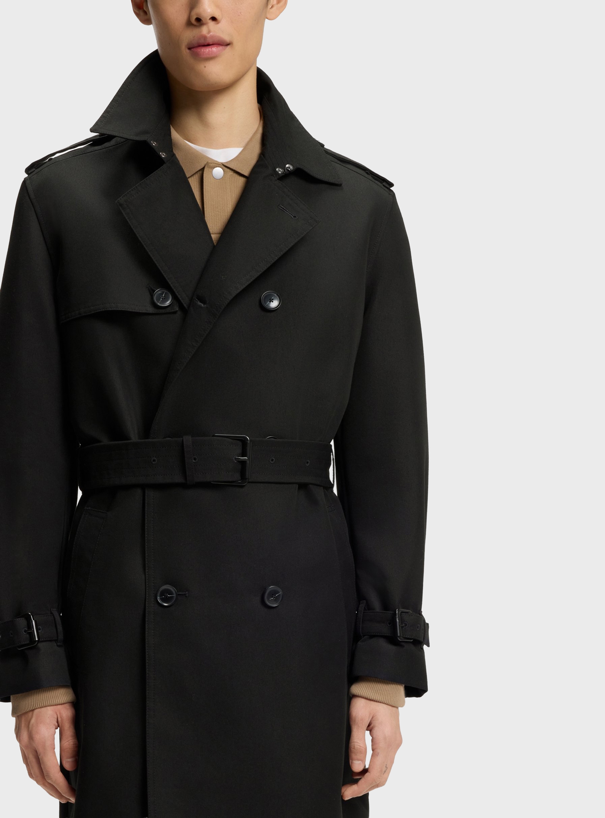 HUGO Water-Repellent Trench Coat In Cotton-Blend Twill  Maluks2631 - Black