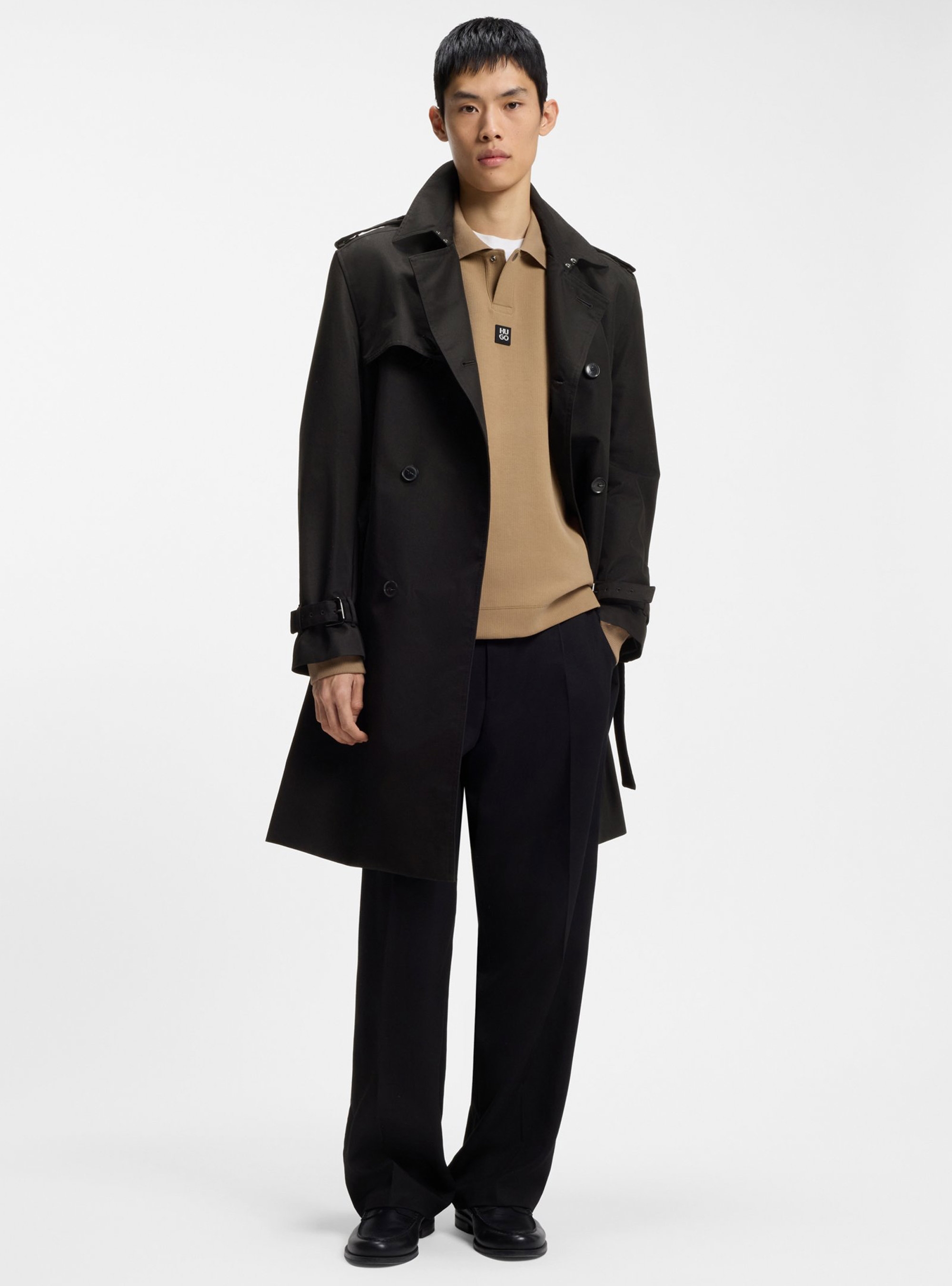 HUGO Water-Repellent Trench Coat In Cotton-Blend Twill  Maluks2631 - Black