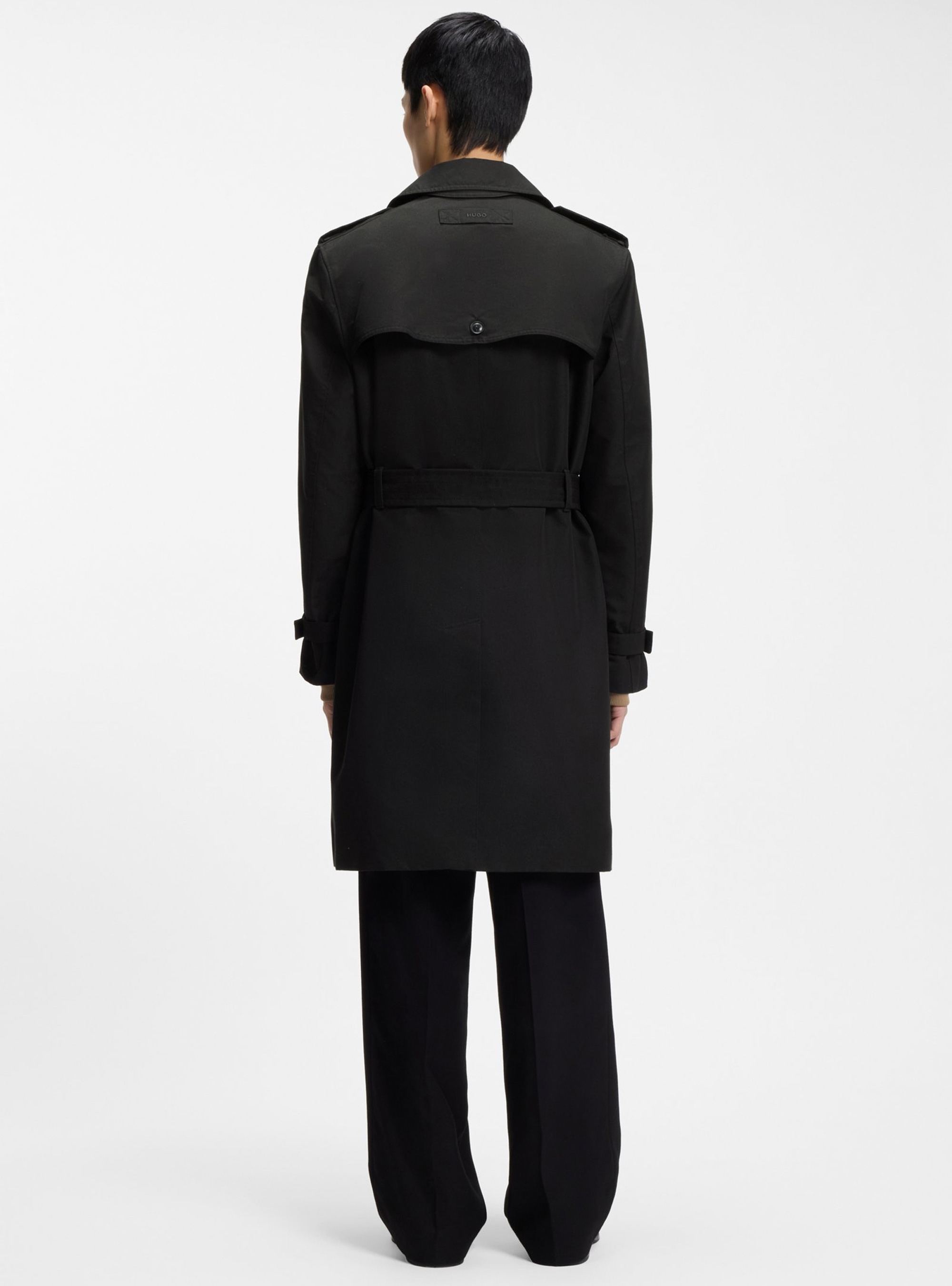 HUGO Water-Repellent Trench Coat In Cotton-Blend Twill  Maluks2631 - Black