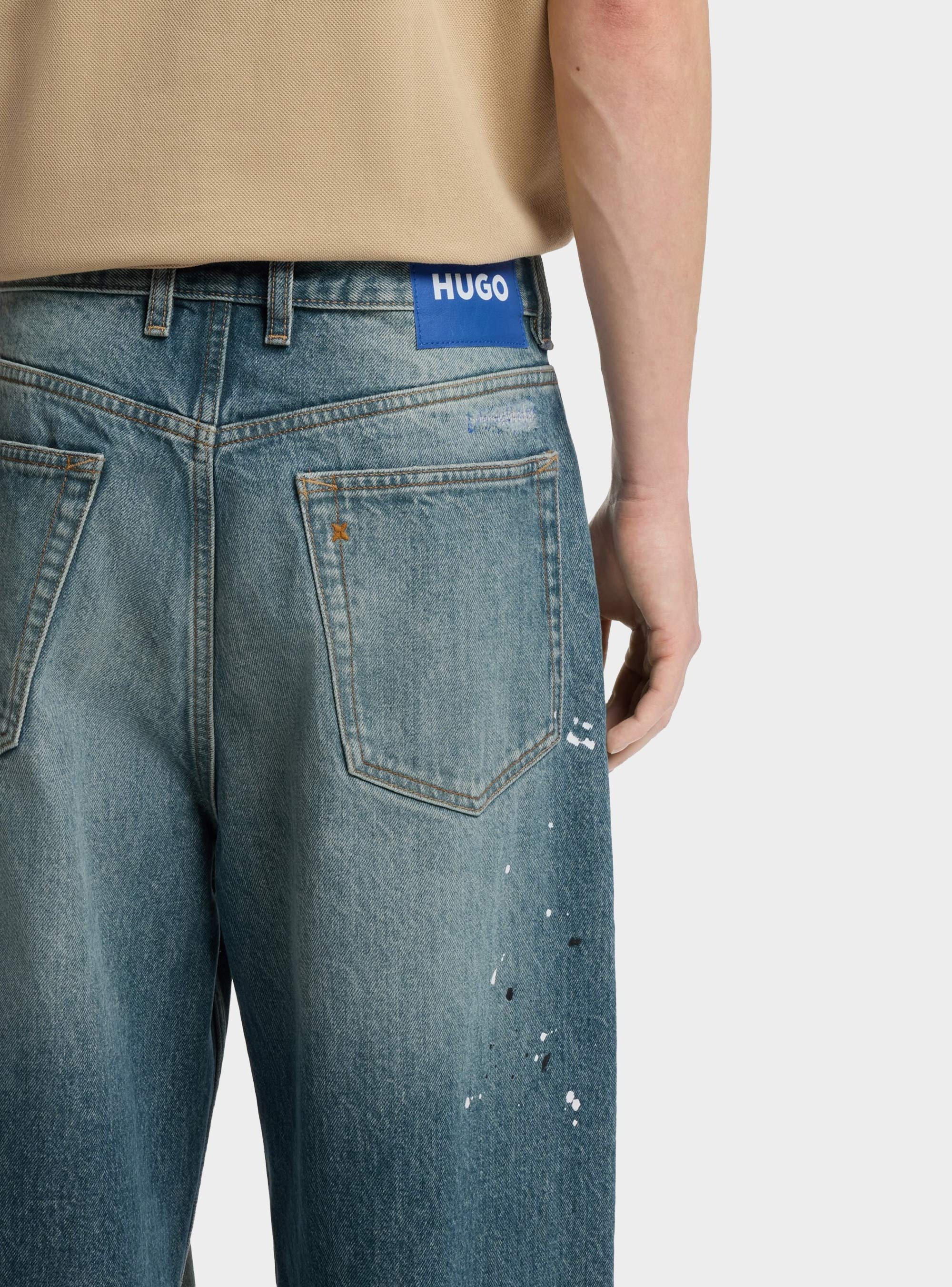HUGO Loose-Fit Jeans In Heavyweight Cotton Denim Mason - Medium Aged Denim