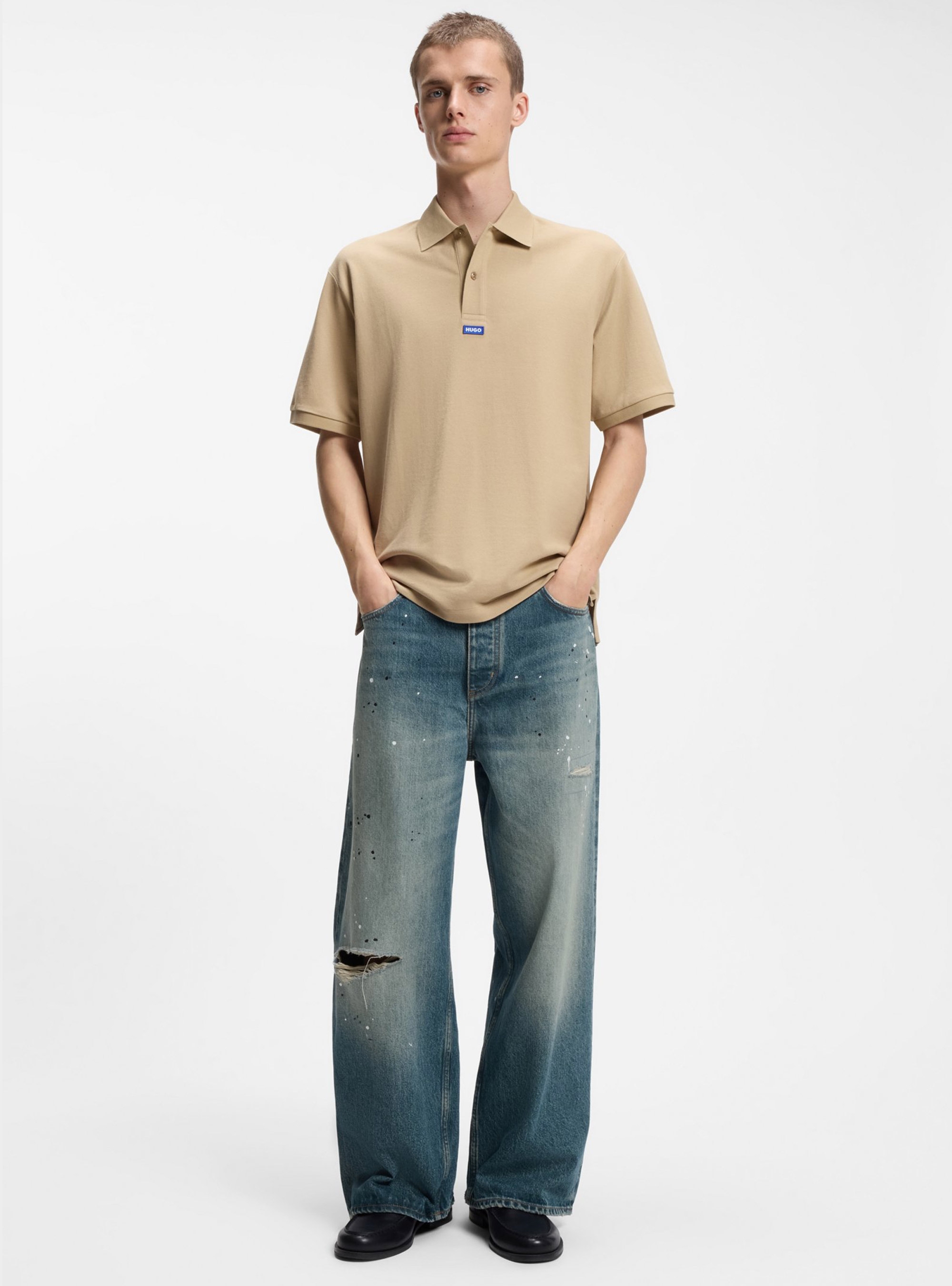 HUGO Loose-Fit Jeans In Heavyweight Cotton Denim Mason - Medium Aged Denim