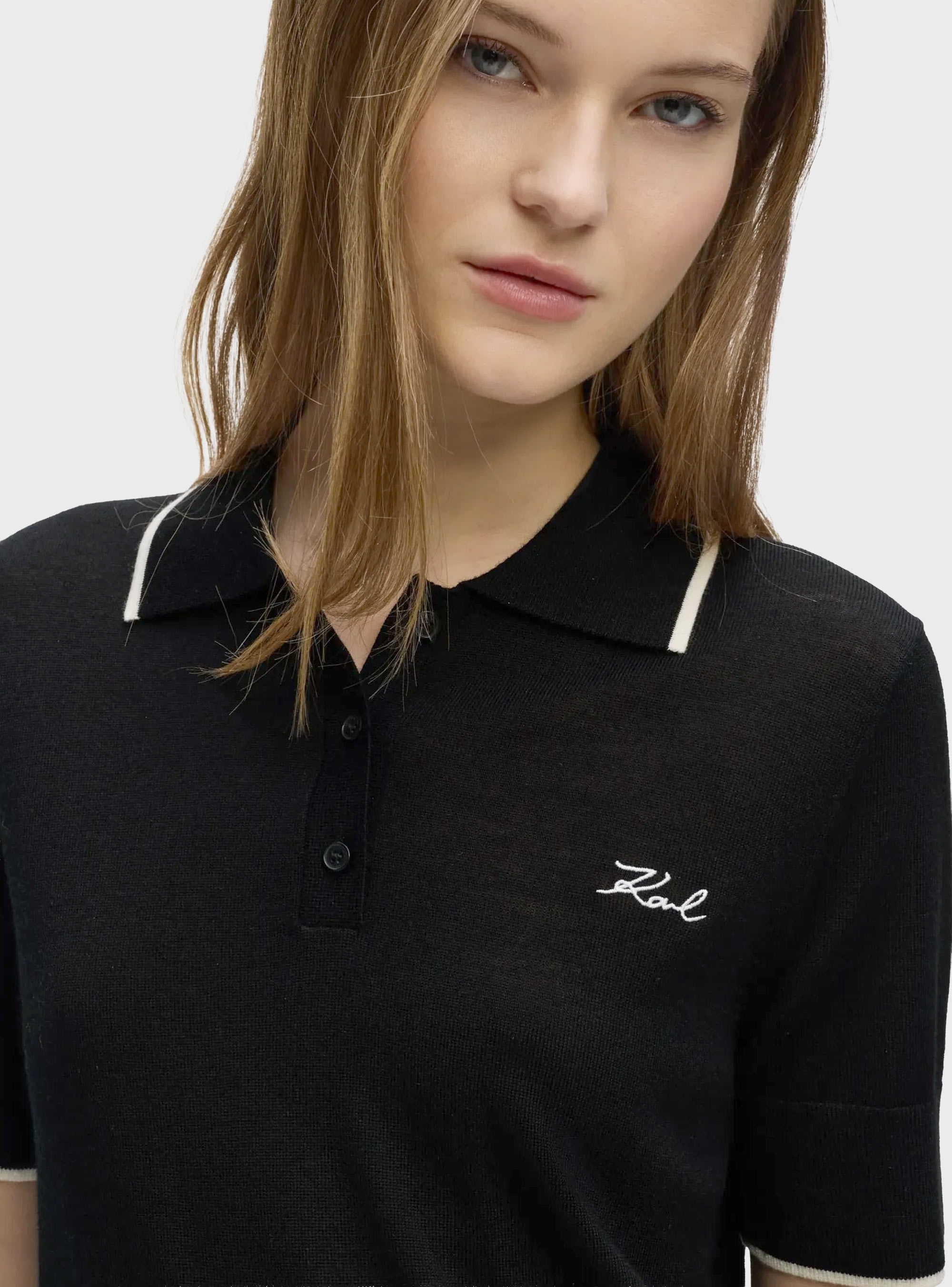 Karl Lagerfeld Essential Merino Wool Polo - Black