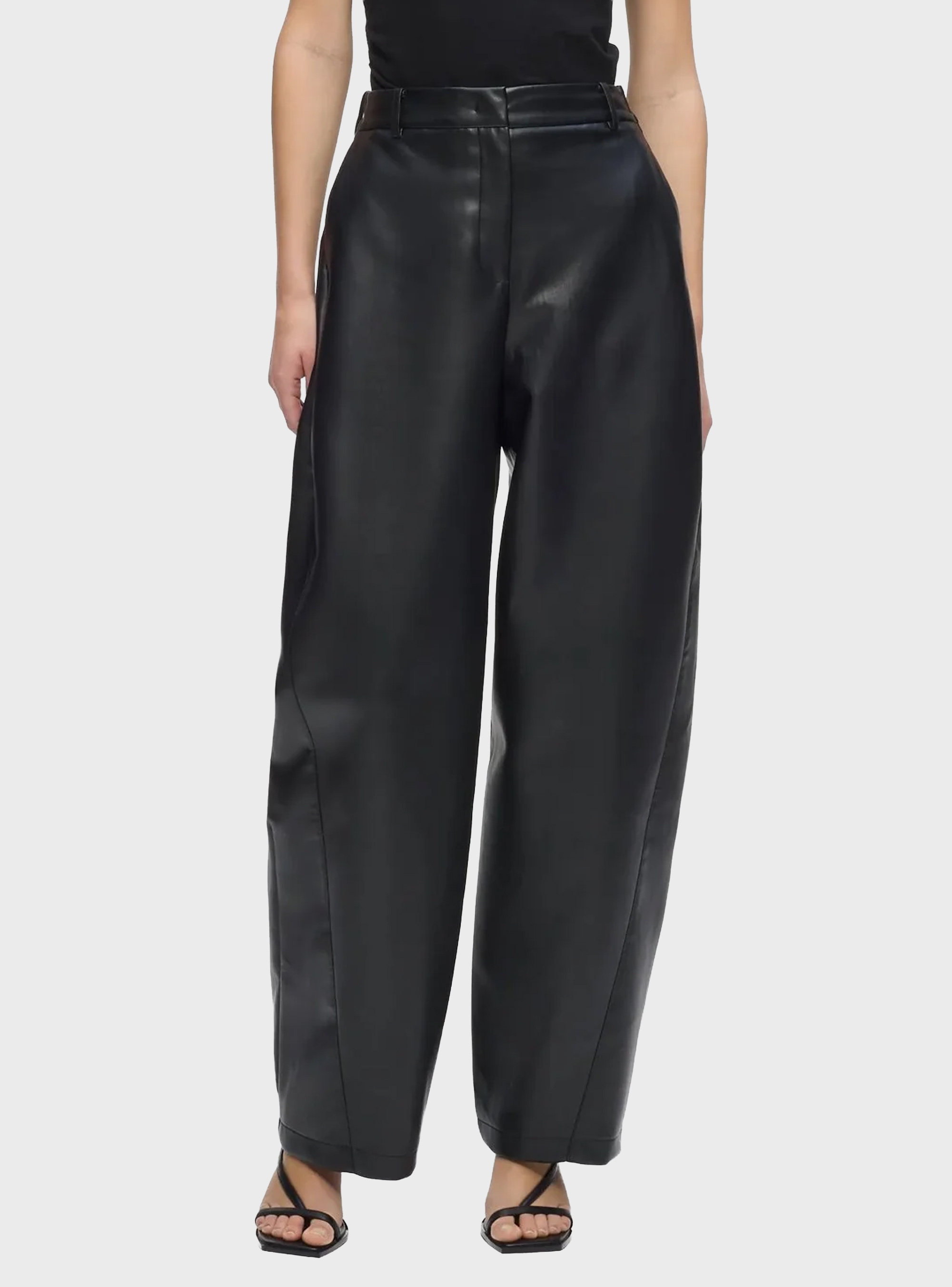 Karl Lagerfeld Faux Leather Barrel Pants - Black