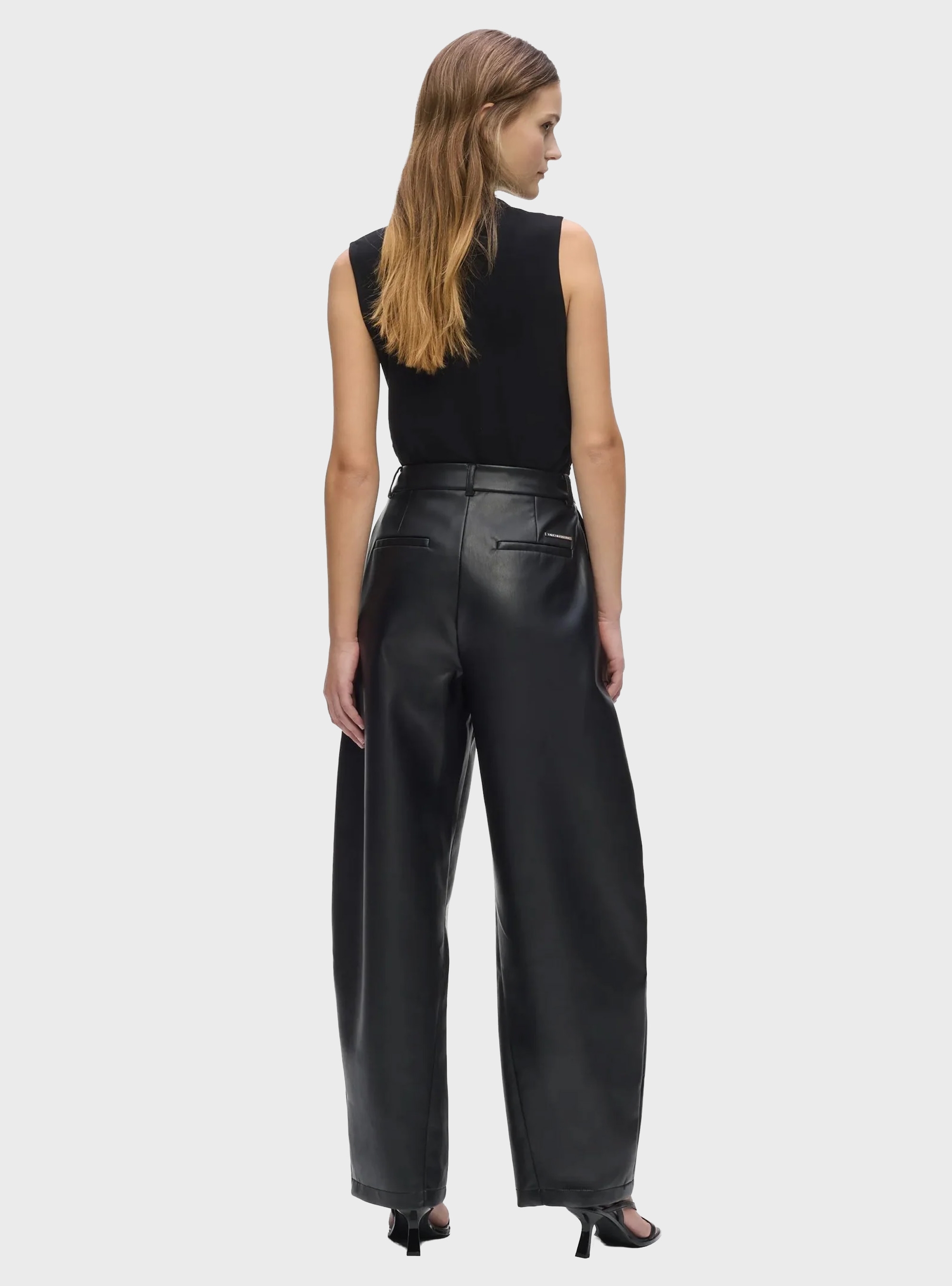 Karl Lagerfeld Faux Leather Barrel Pants - Black