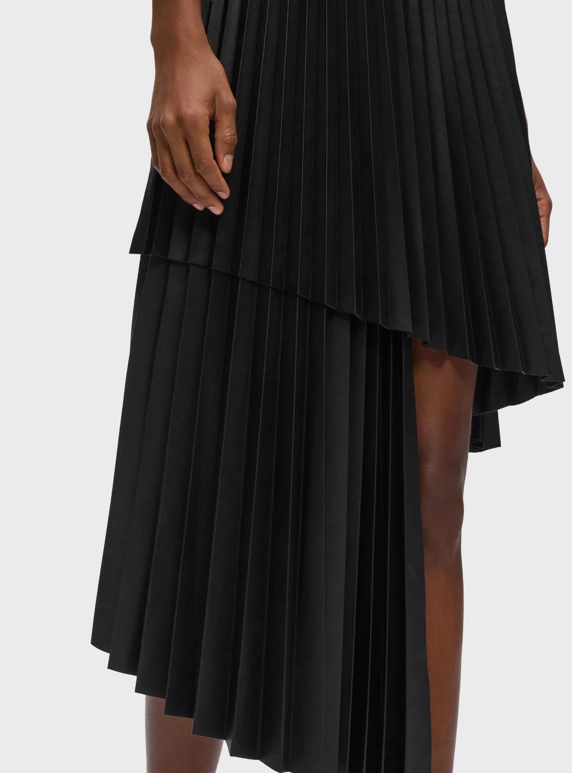 Karl Lagerfeld Pleated Faux-Leather Skirt - Black