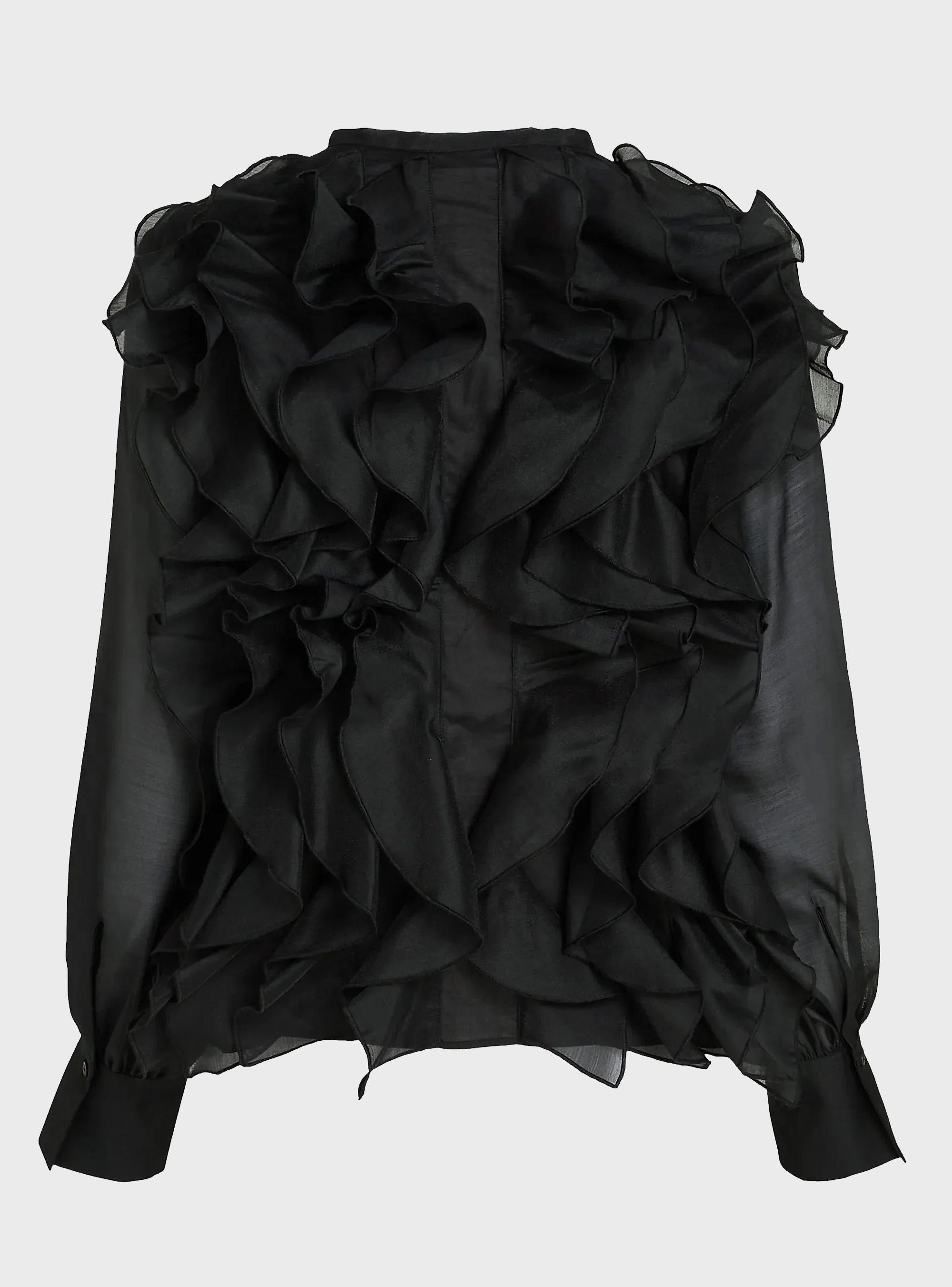 Karl Lagerfeld Organza Ruffle Blouse - Black