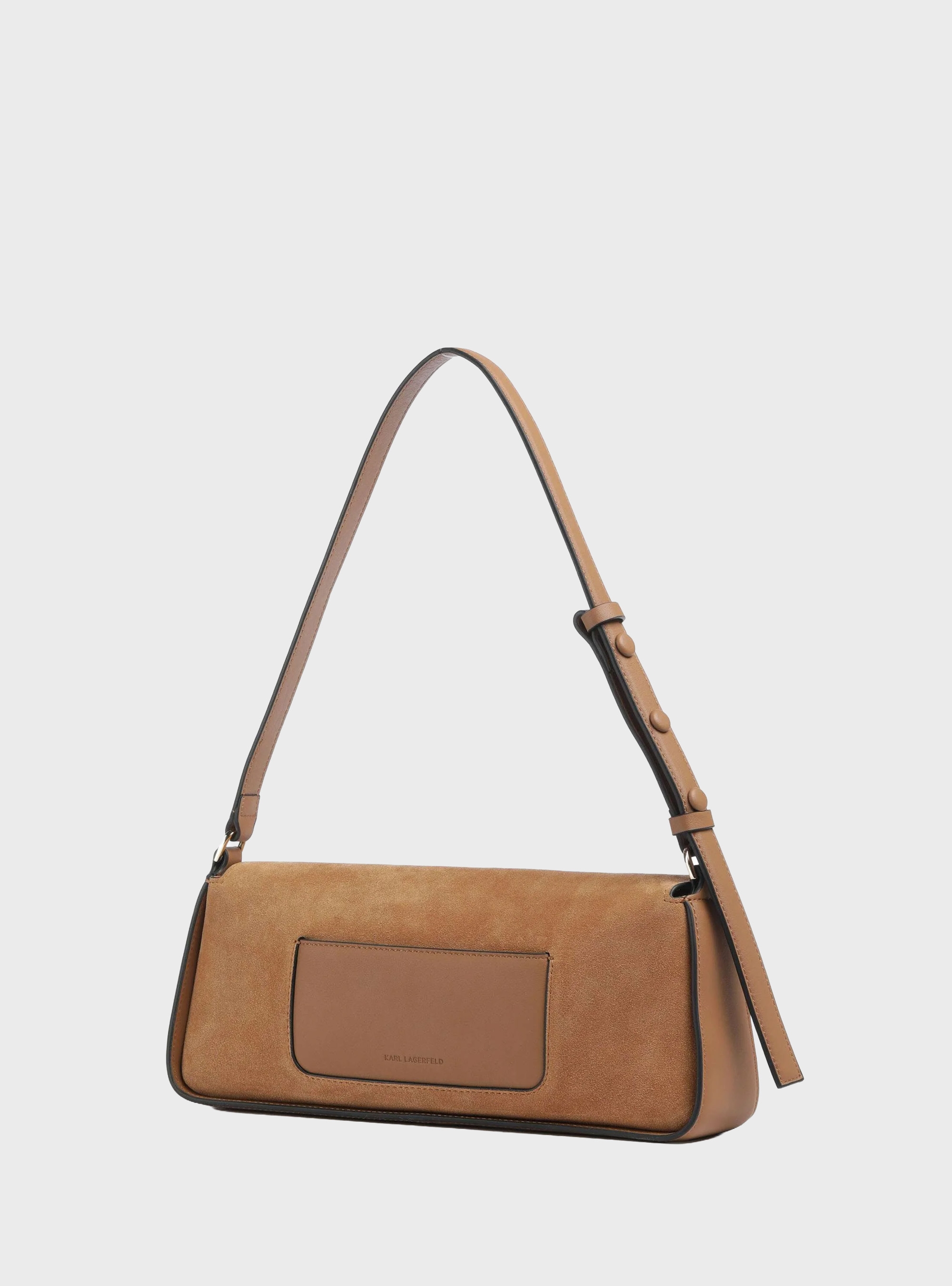 Karl Lagerfeld K/Signature Suede Shoulder Bag - Camel