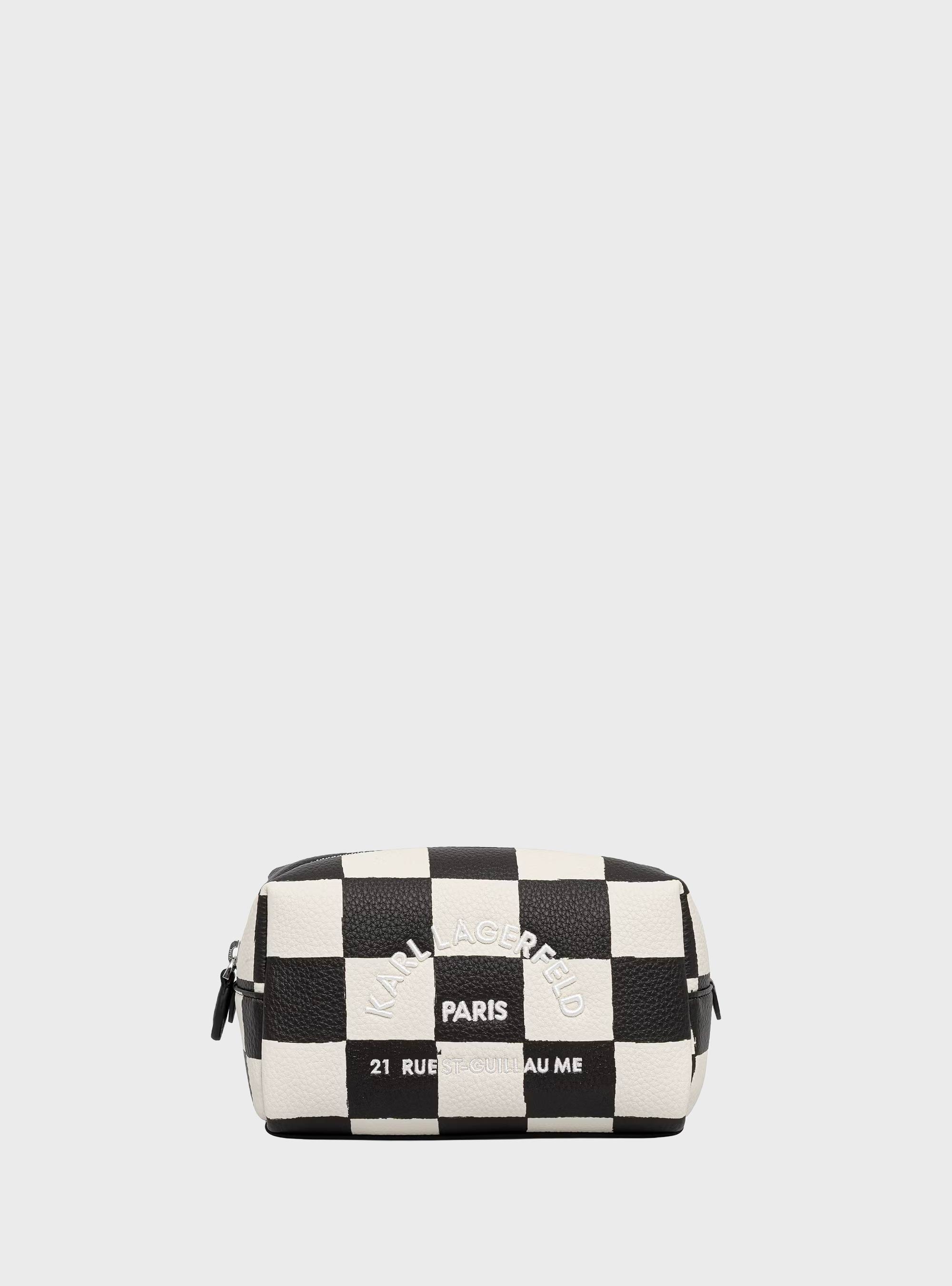 Karl Lagerfeld Rue St-Guillaume Checked Vanity Case - Black & White