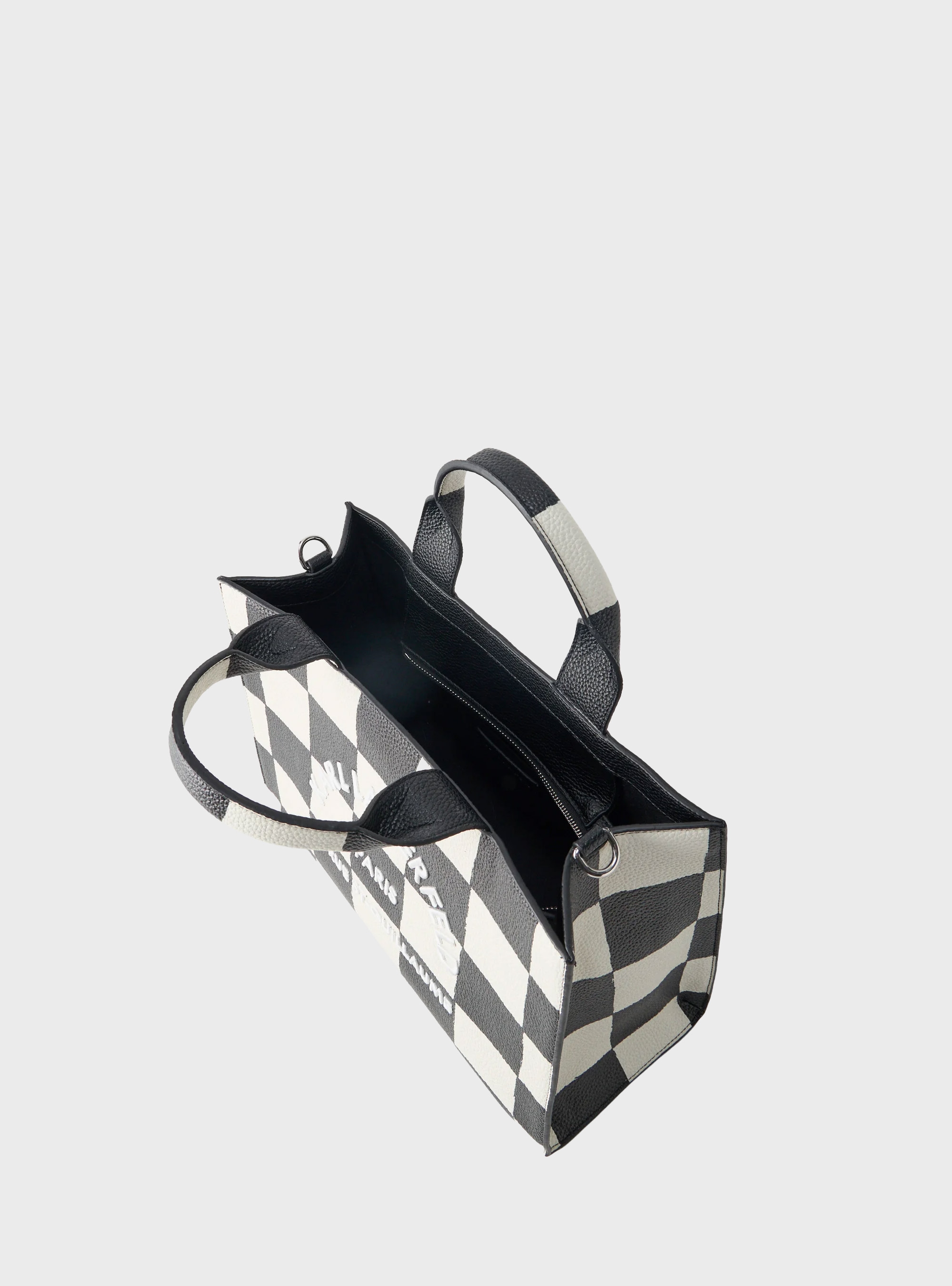 Karl Lagerfeld Rue St-Guillaume Square Medium Checked Tote Bag - Black & White