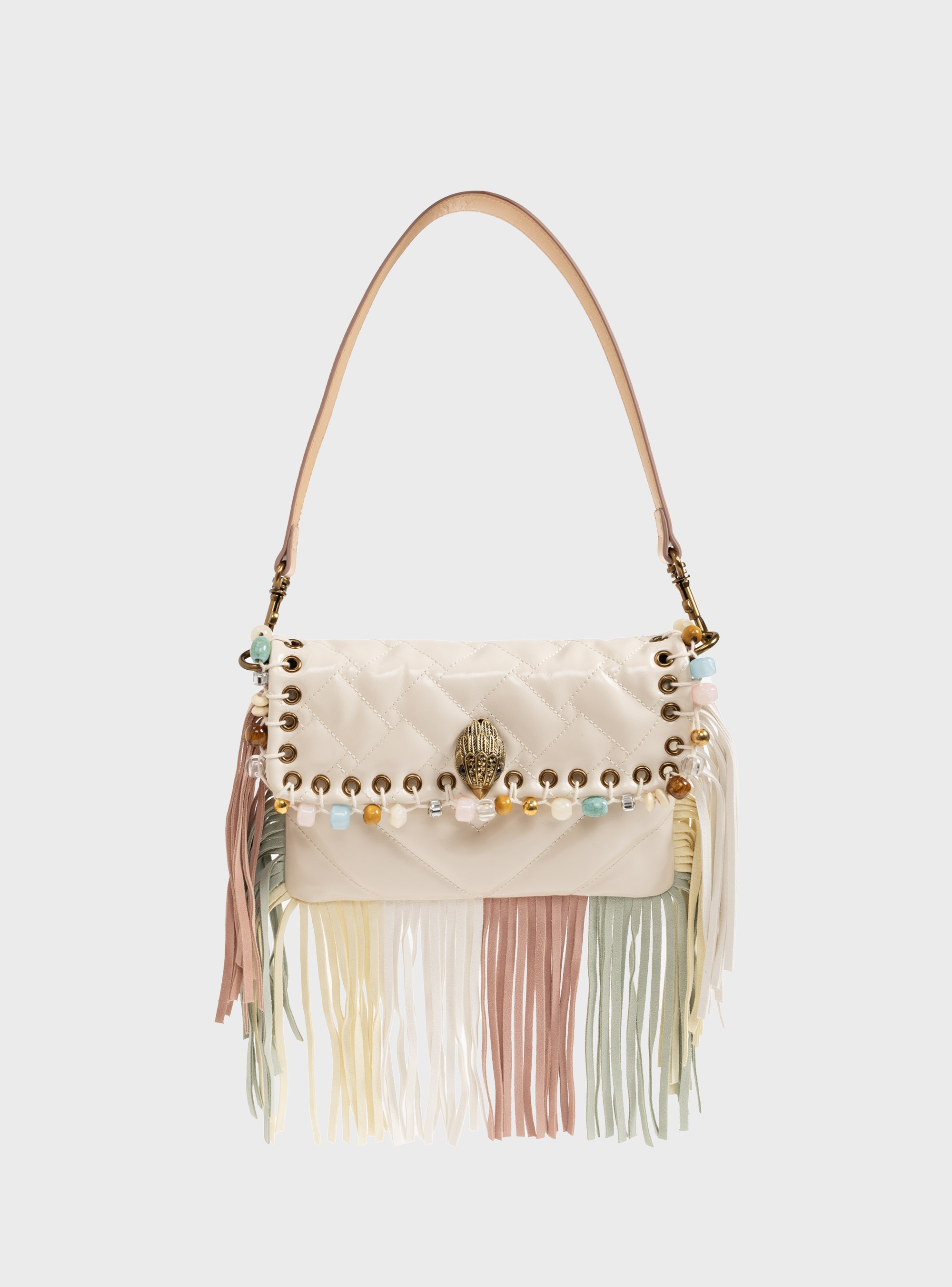 Kurt Geiger Small Oxford Fringe Shoulder Bag - Cream