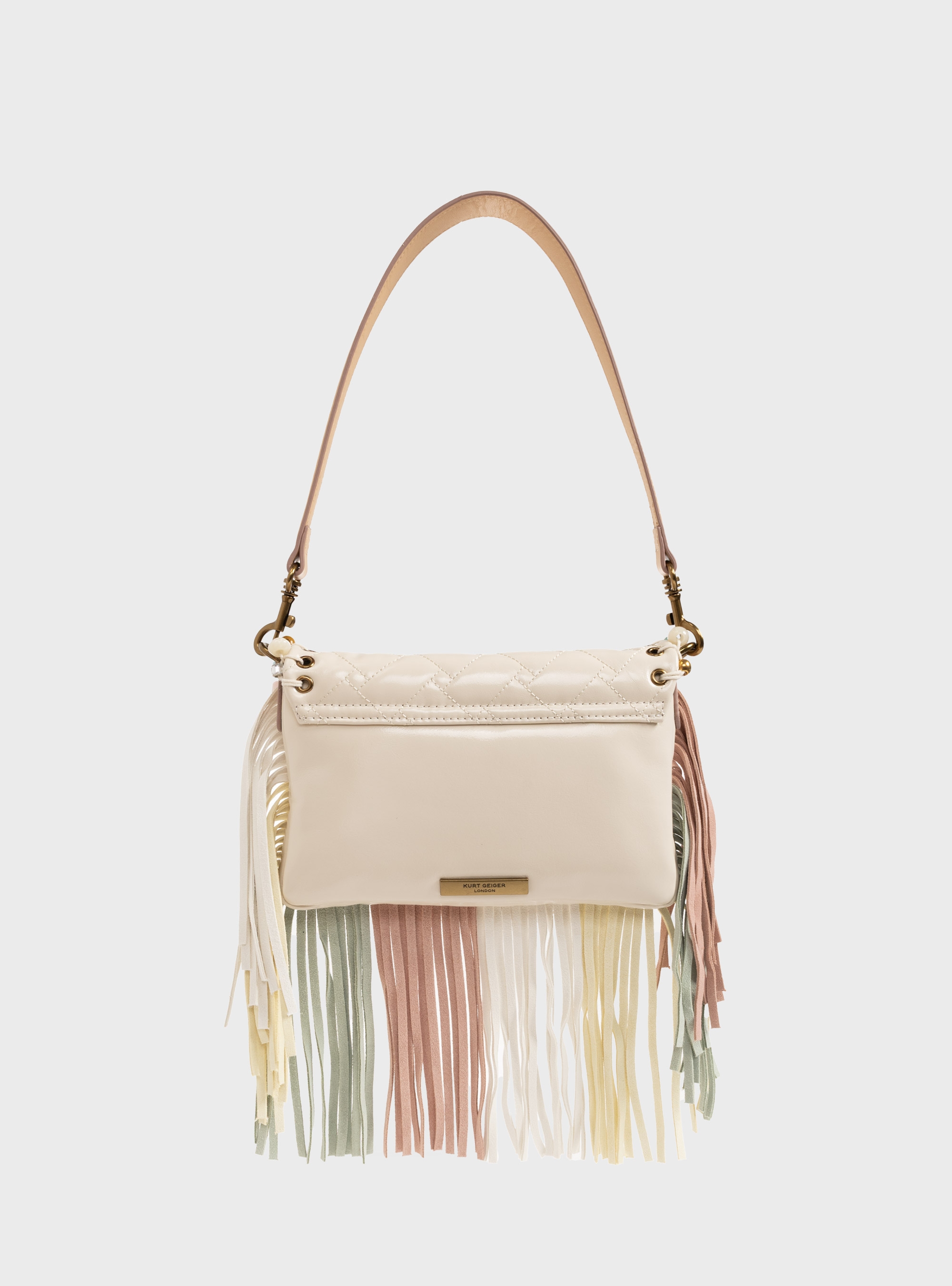 Kurt Geiger Small Oxford Fringe Shoulder Bag - Cream
