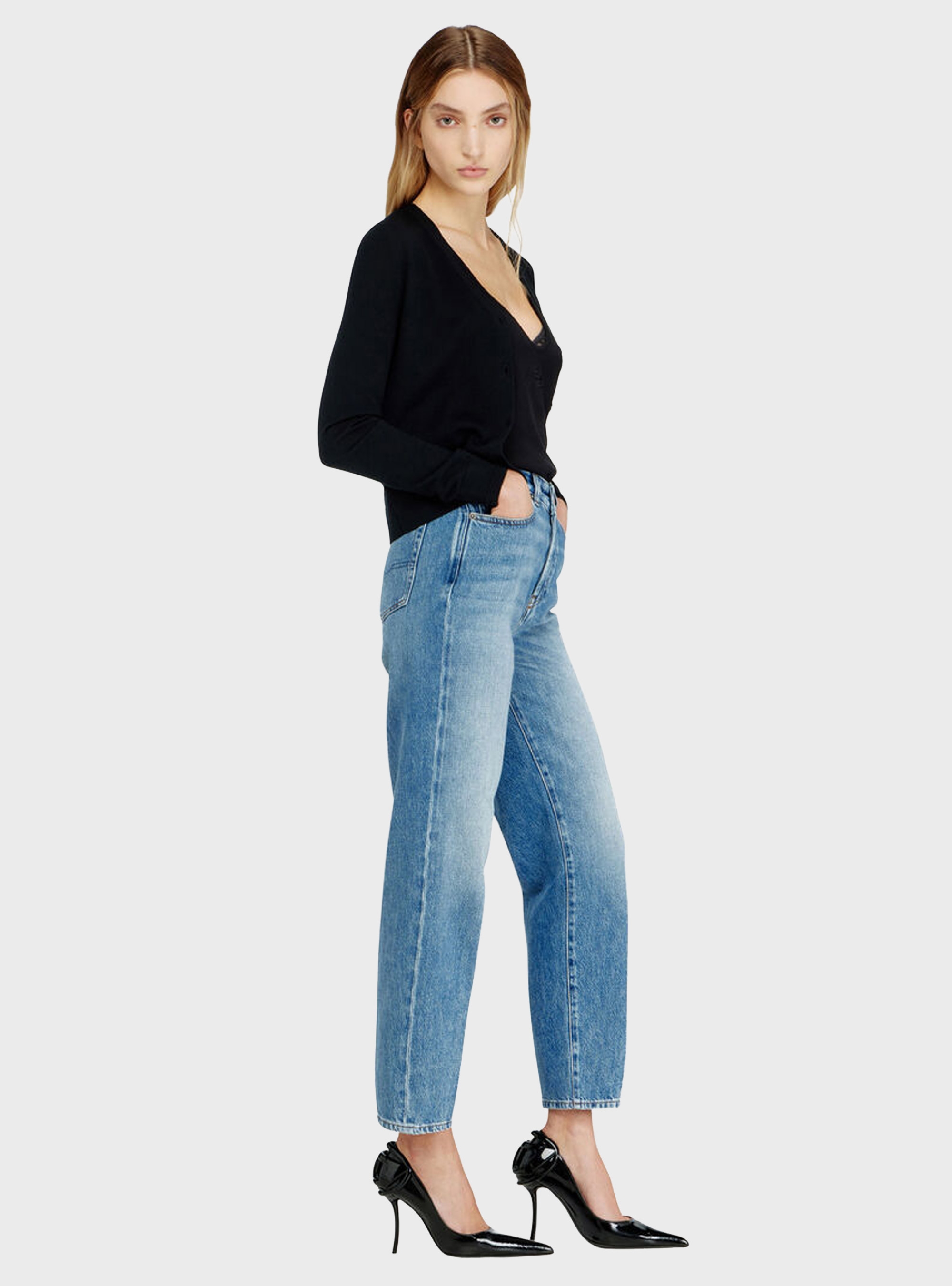 Diesel Regular Jeans High Waist 1981 D-Went - Medium Aged Denim