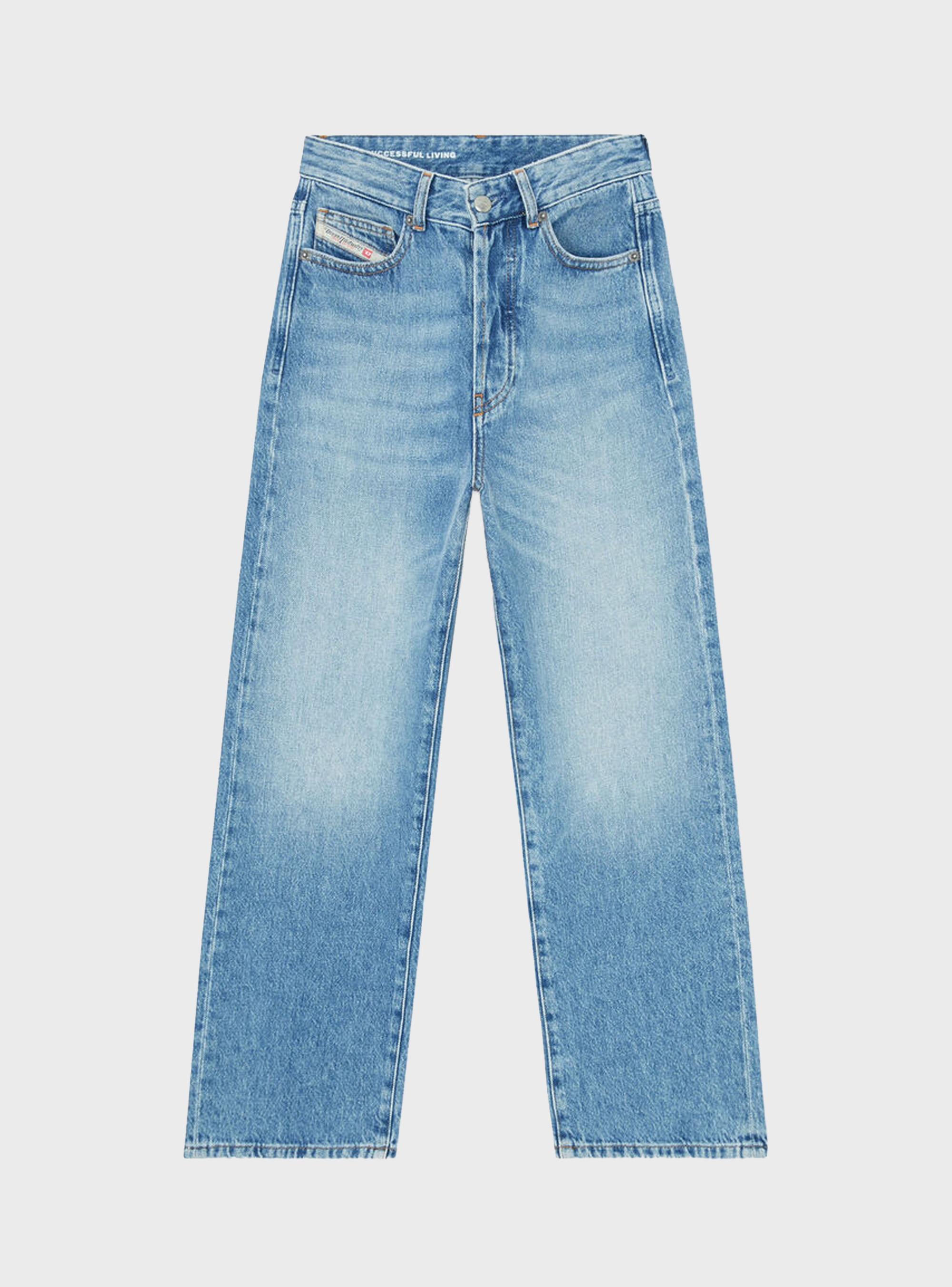 Diesel Regular Jeans High Waist 1981 D-Went - Medium Aged Denim