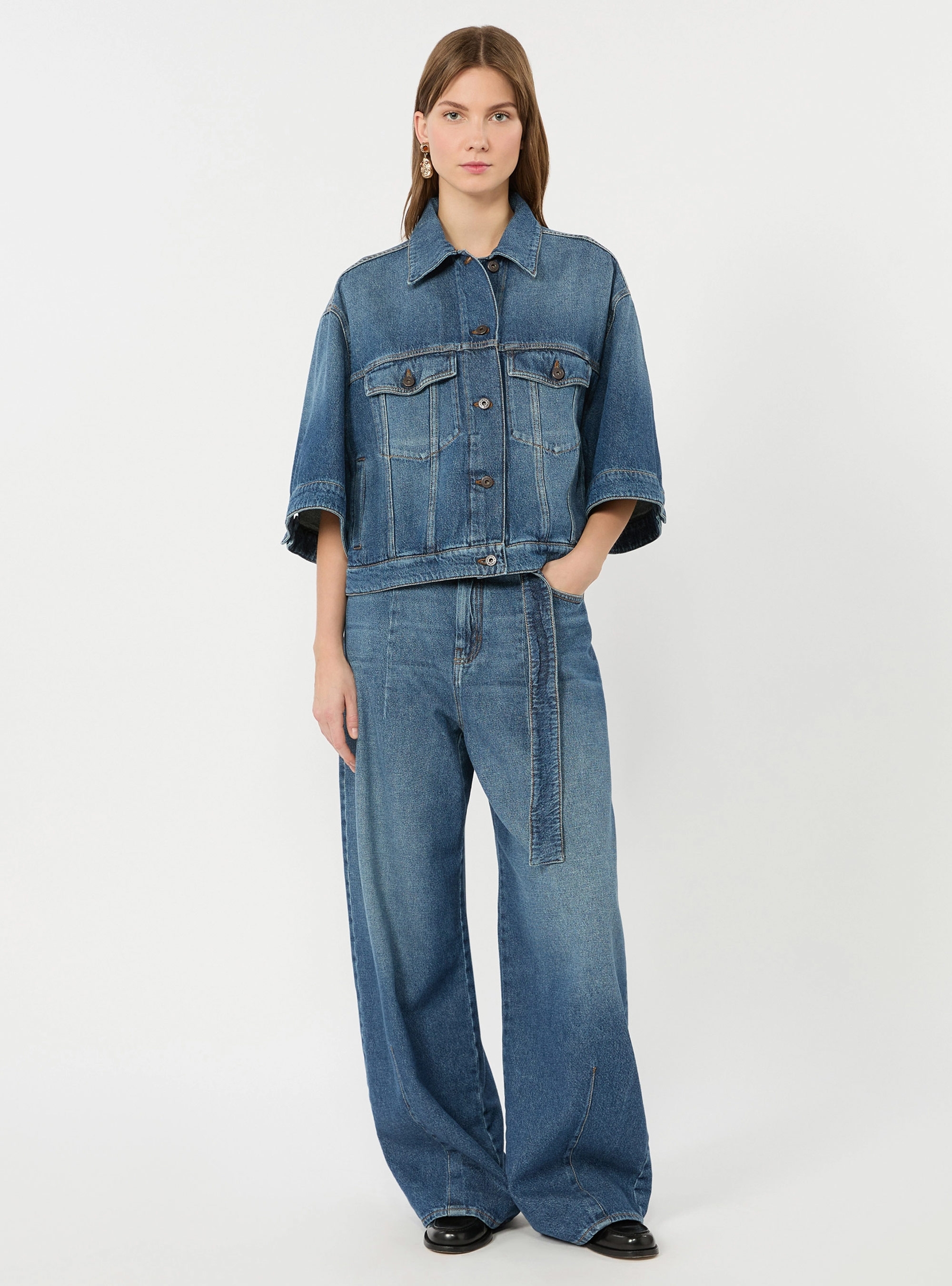 Weekend Max Mara Wide-fit cotton denim jeans - Dark Aged Denim