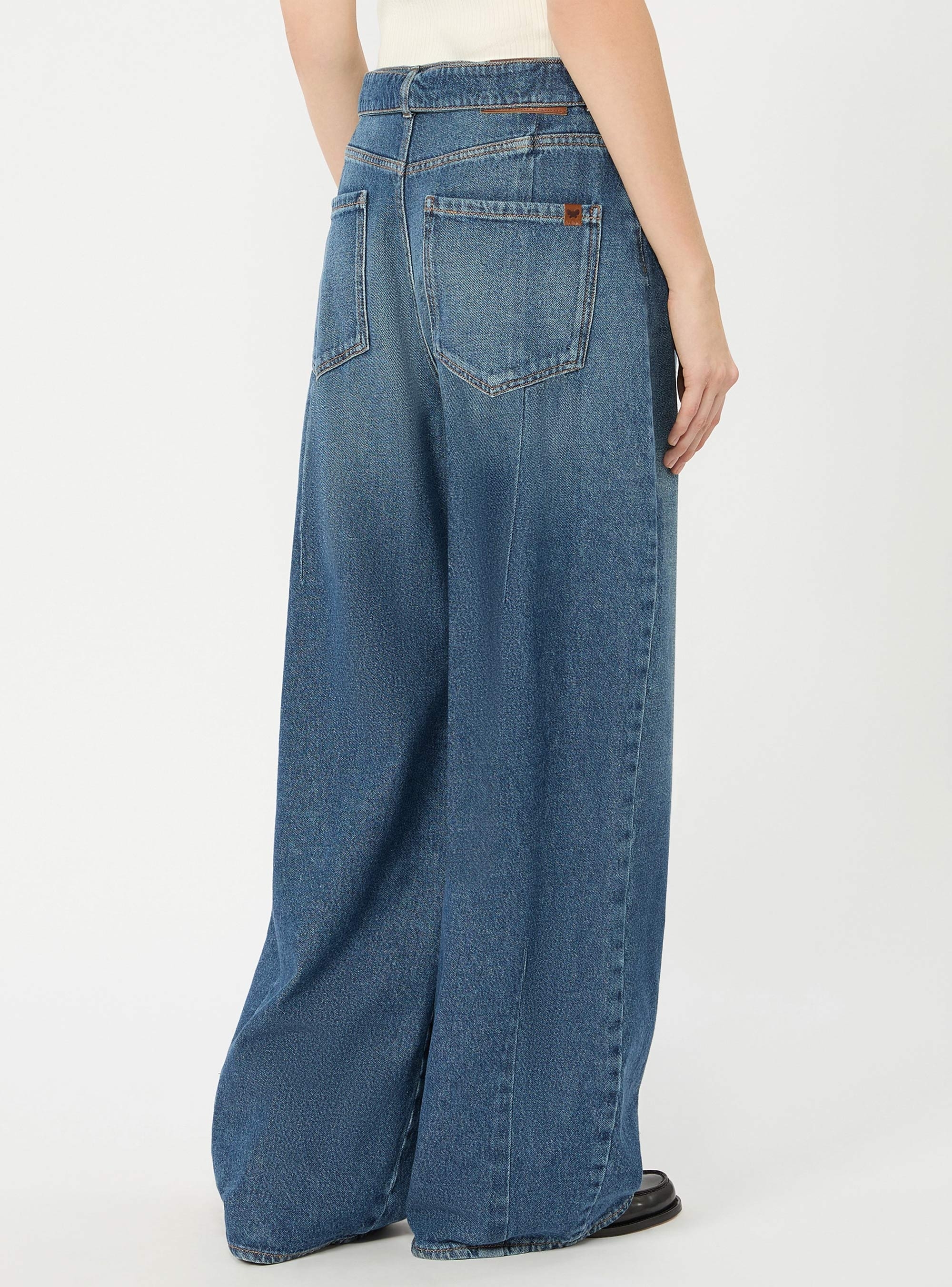 Weekend Max Mara Wide-fit cotton denim jeans - Dark Aged Denim