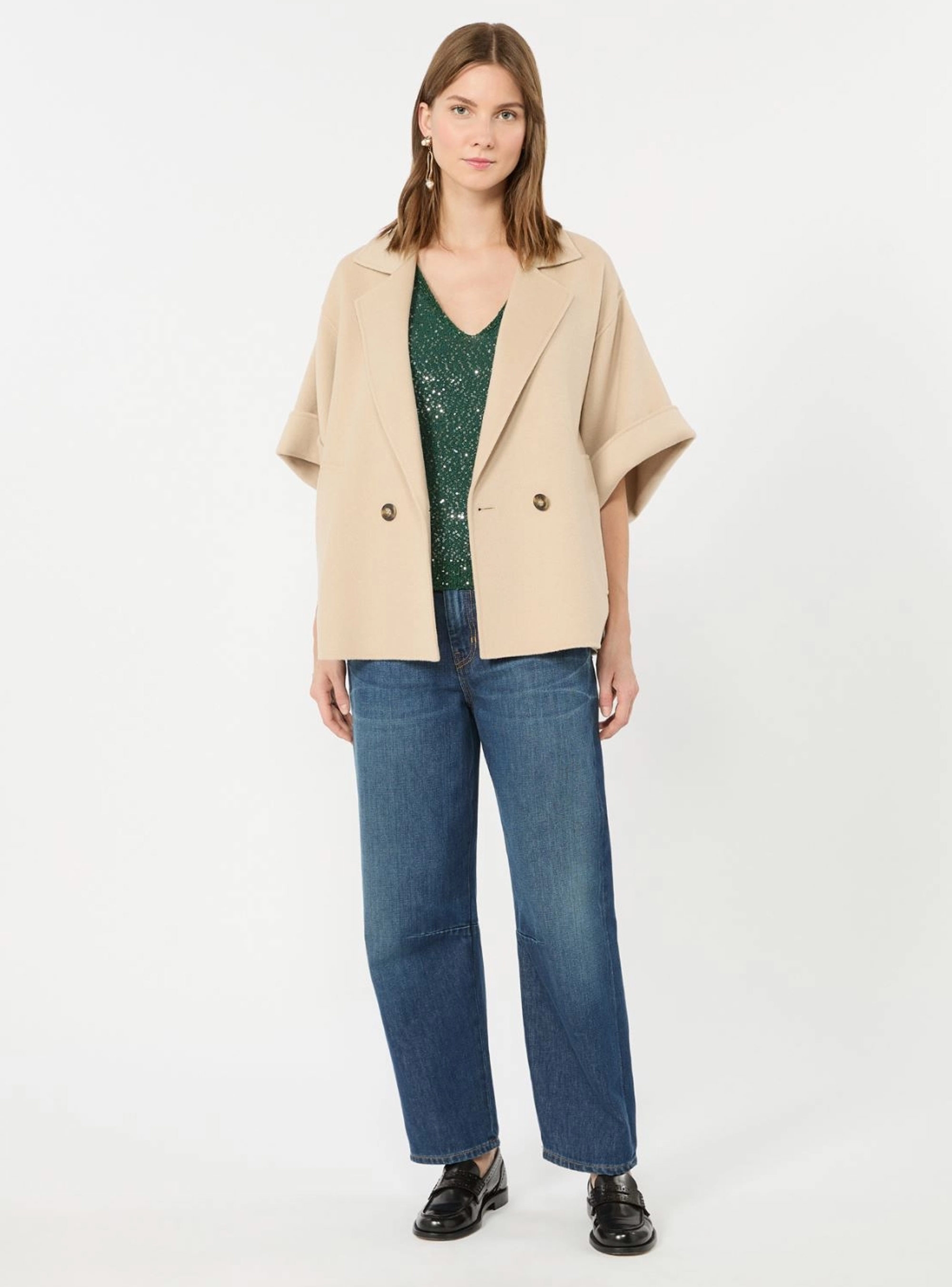 Weekend Max Mara Short wool broadcloth coat - Sand