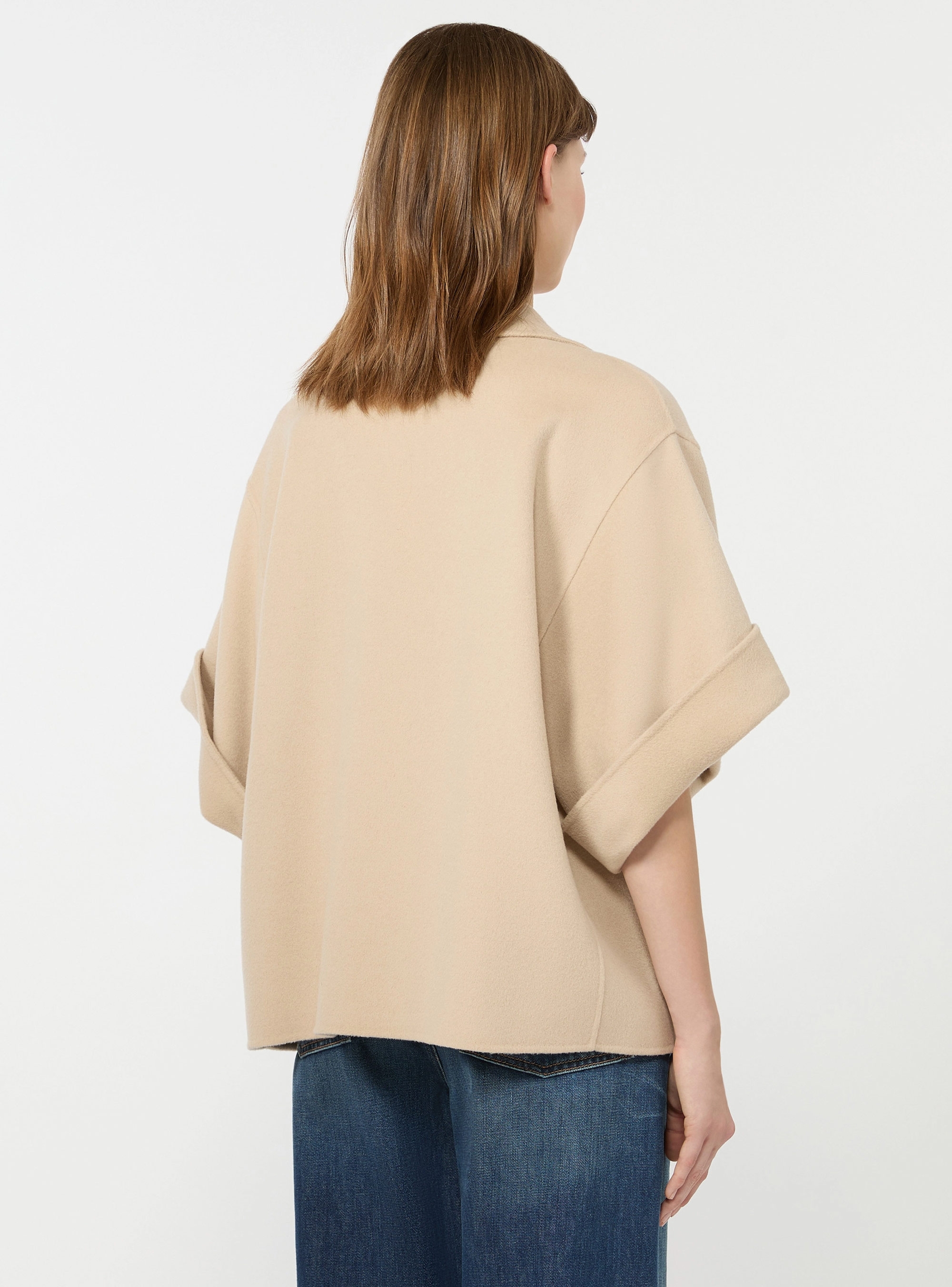 Weekend Max Mara Short wool broadcloth coat - Sand