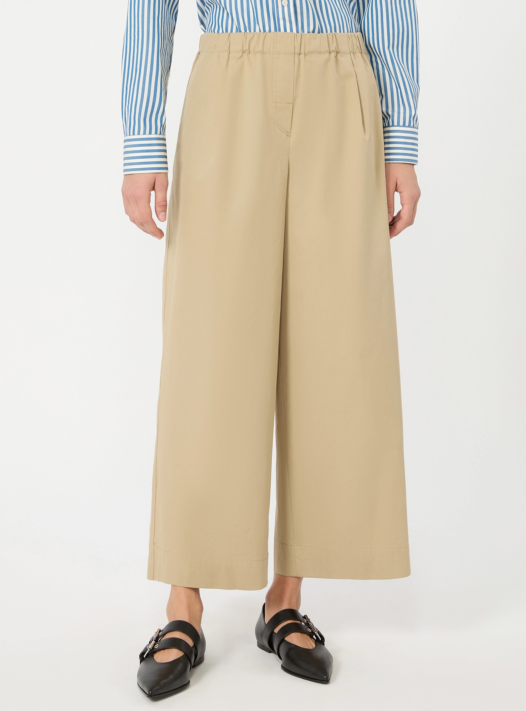 Weekend Max Mara Flared cotton gabardine trousers - Beige