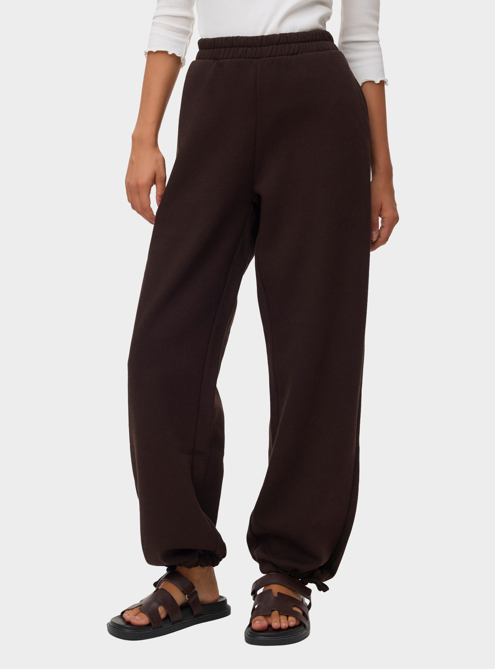 Vero Moda Teddy Mid Waist Wide Pants - Dark Brown