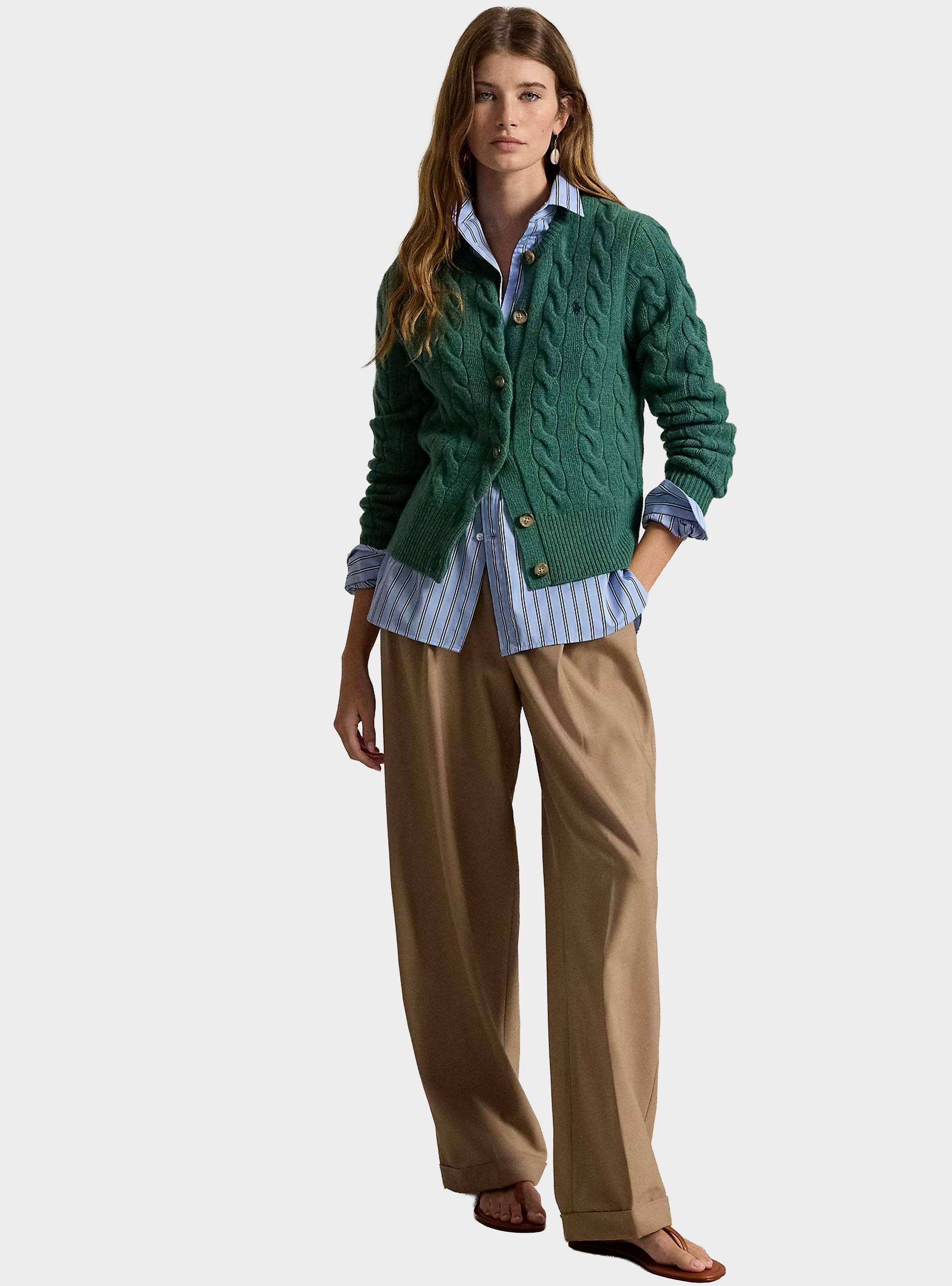 Polo Ralph Lauren Cable-Knit Wool-Cashmere Cardigan - Green