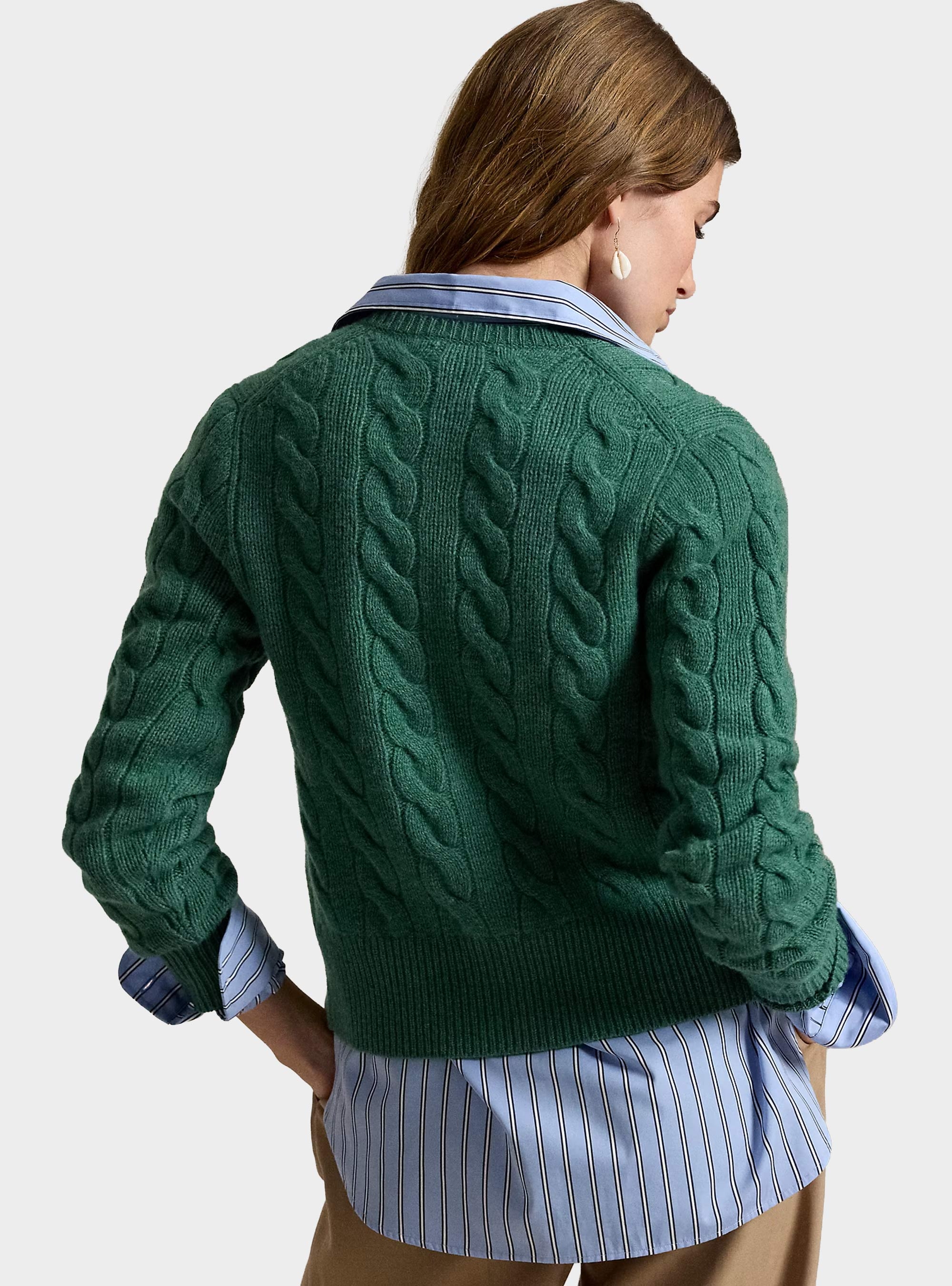 Polo Ralph Lauren Cable-Knit Wool-Cashmere Cardigan - Green