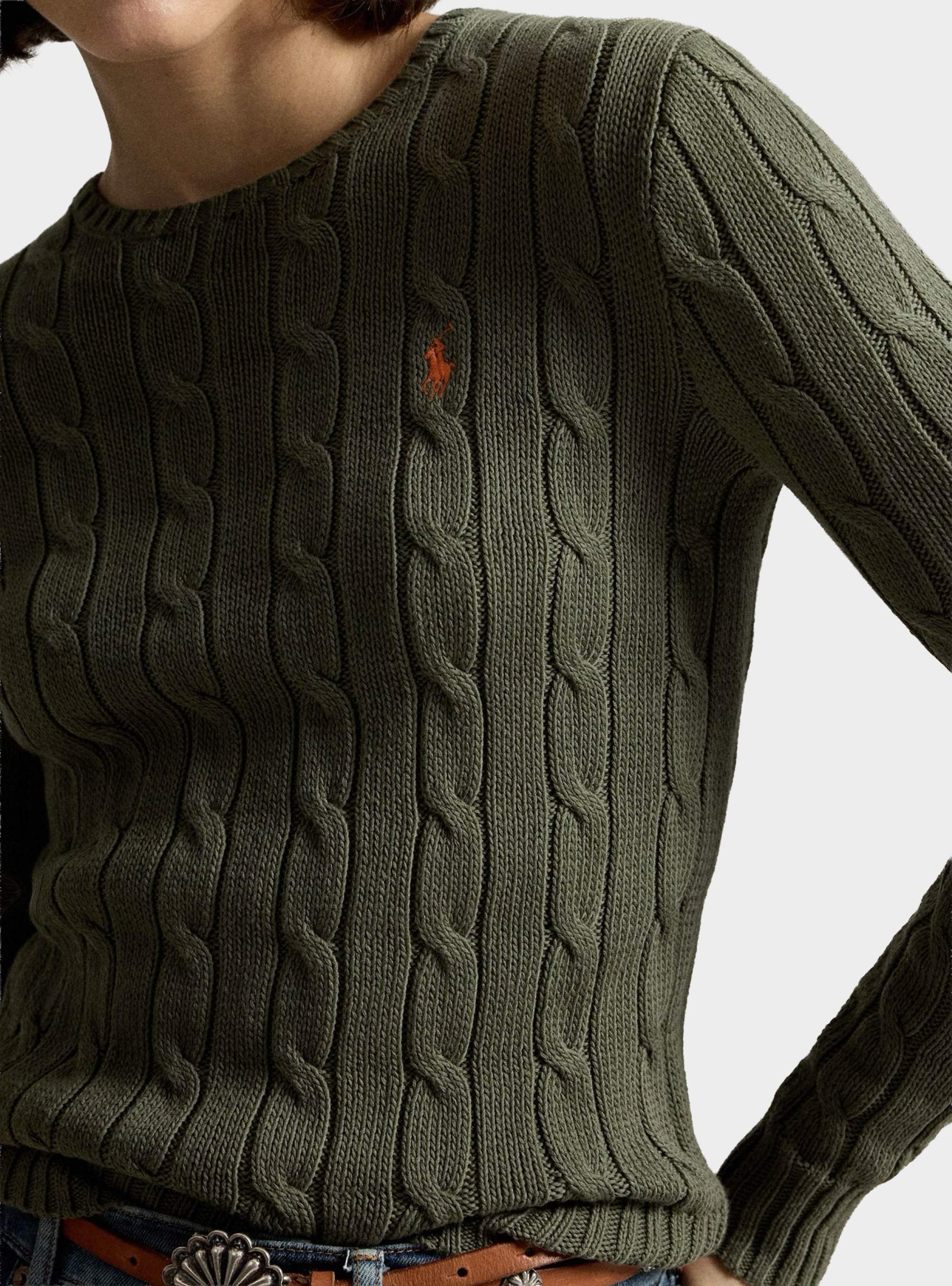 Polo Ralph Lauren Cable-Knit Cotton Crewneck Jumper - Olive 